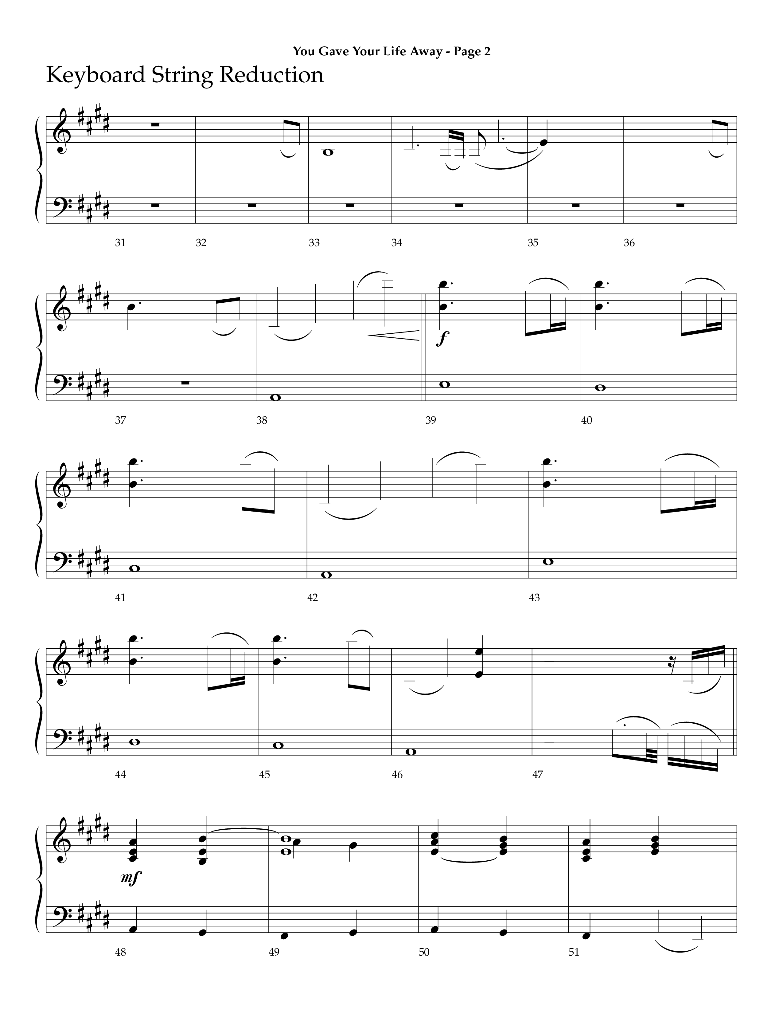 You Gave Your Life Away (Choral Anthem SATB) String Reduction (Lifeway Choral / Arr. Dave Williamson)