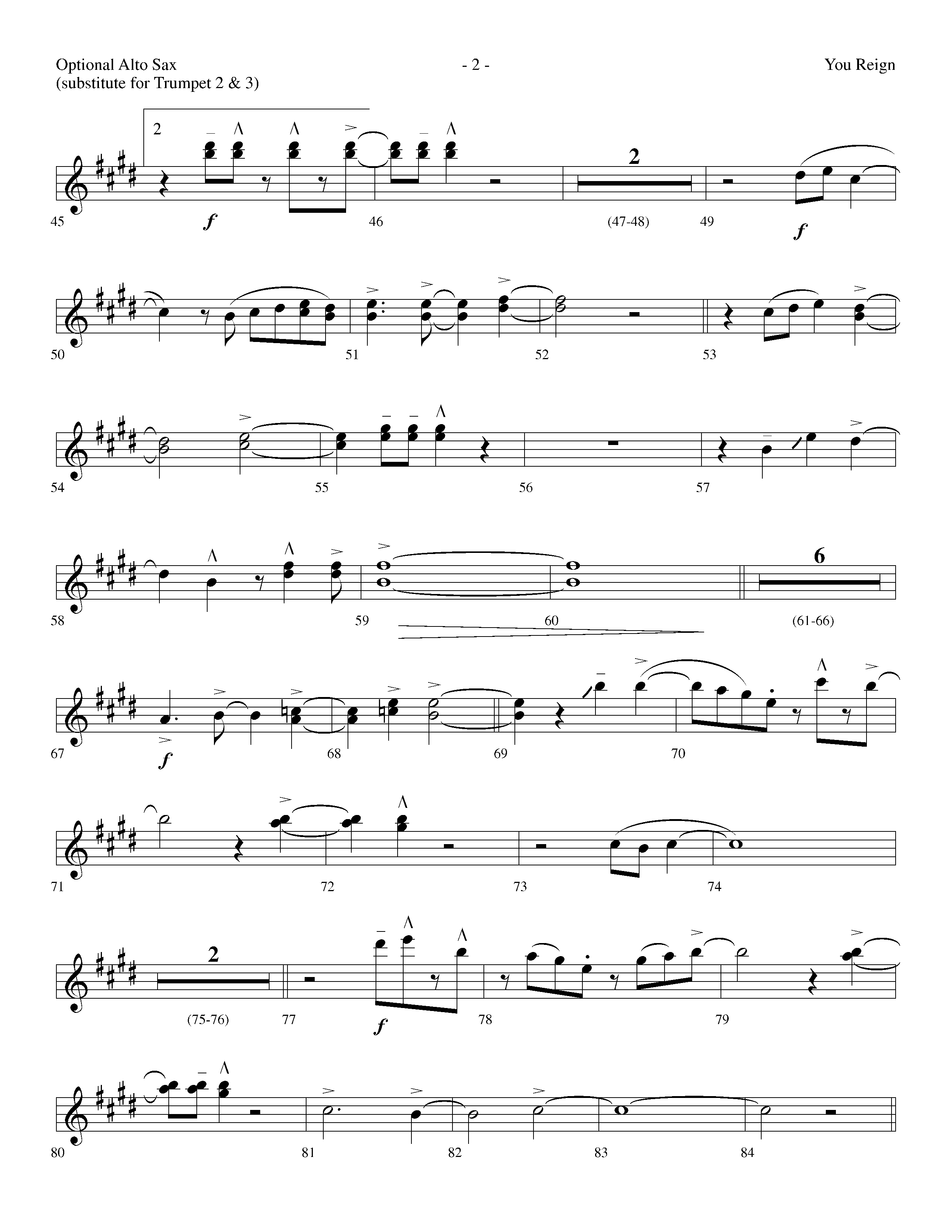 You Reign (Choral Anthem SATB) Alto Sax (Lifeway Choral / Arr. Dennis Allen / Orch. Ed Hogan)