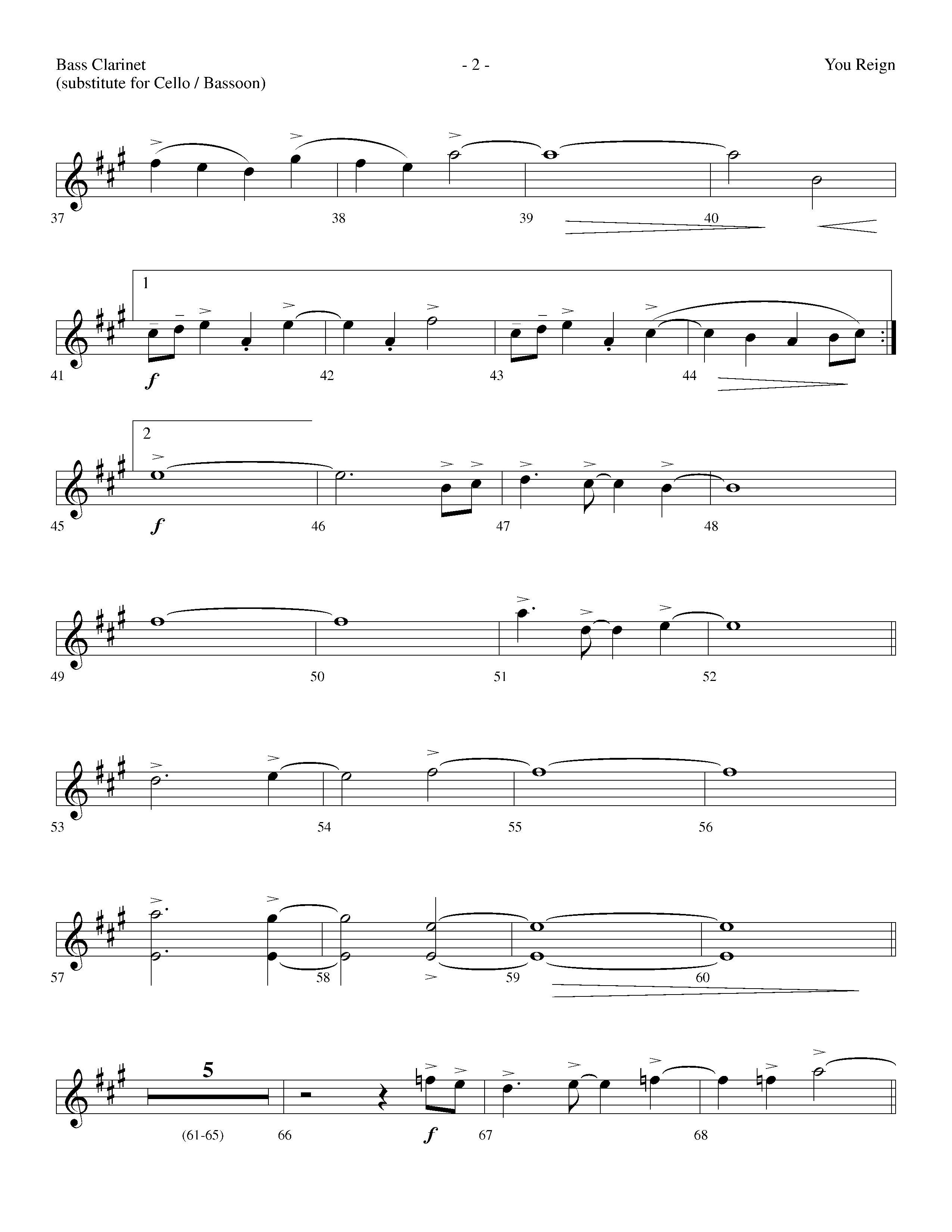 You Reign (Choral Anthem SATB) Bass Clarinet (Lifeway Choral / Arr. Dennis Allen / Orch. Ed Hogan)