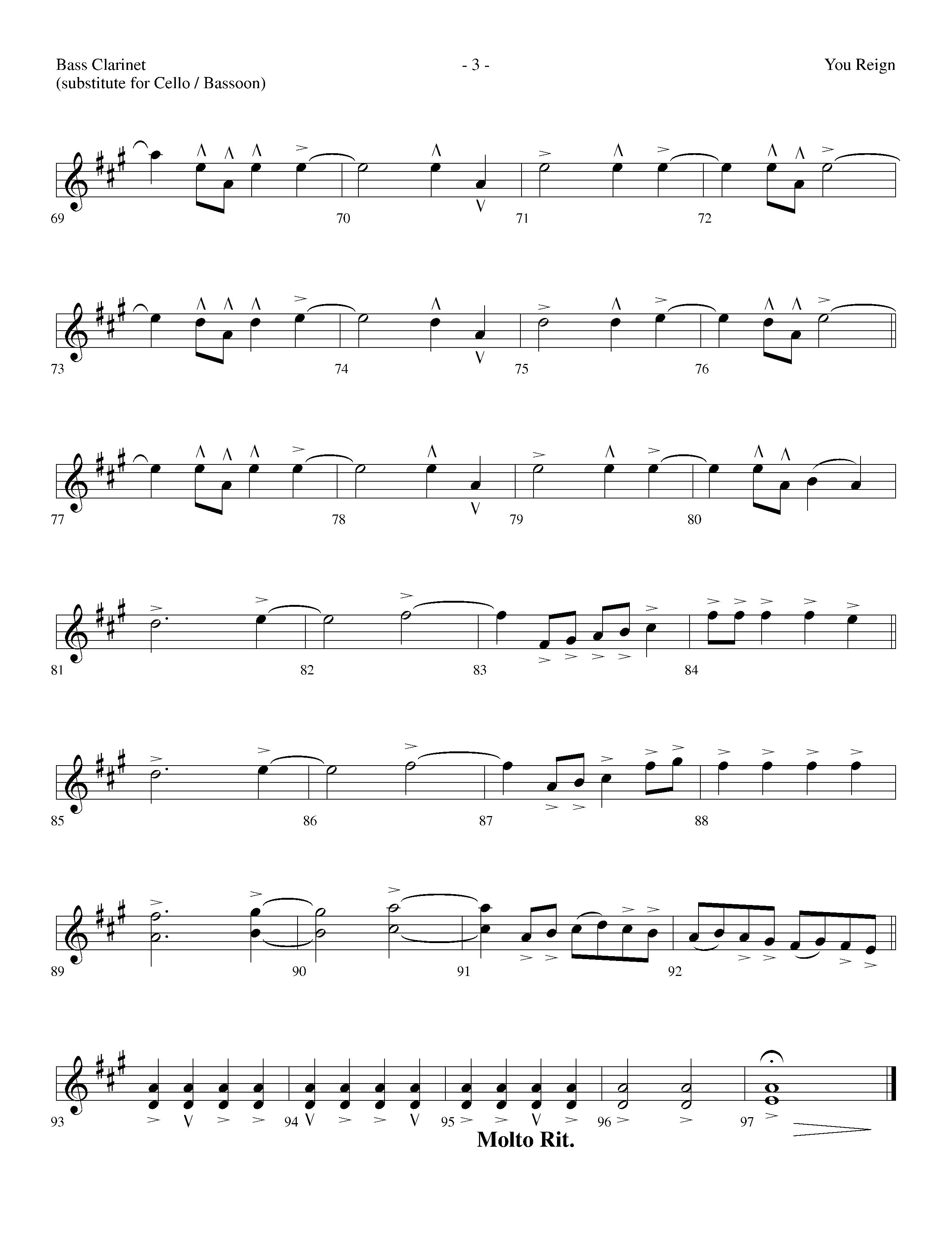 You Reign (Choral Anthem SATB) Bass Clarinet (Lifeway Choral / Arr. Dennis Allen / Orch. Ed Hogan)