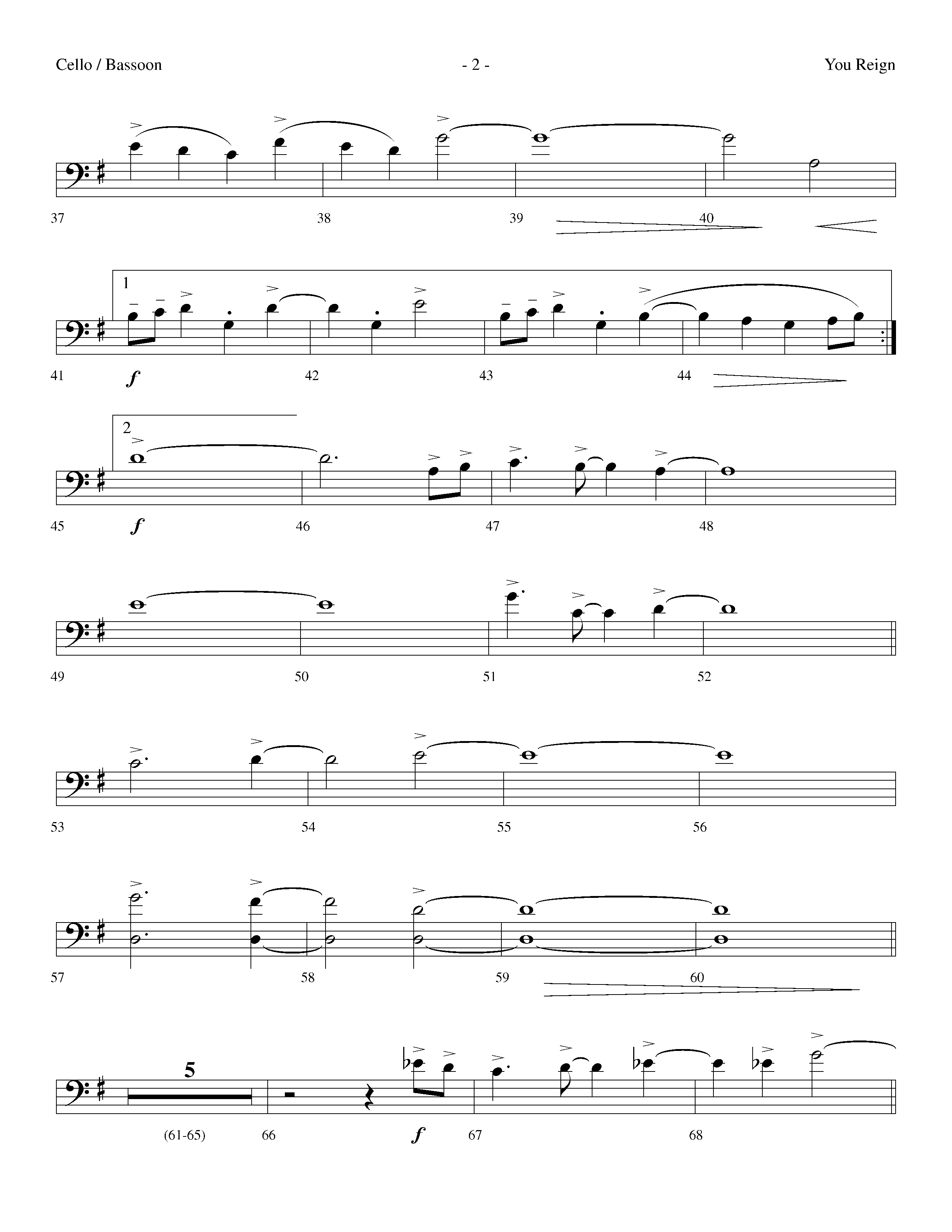 You Reign (Choral Anthem SATB) Cello (Lifeway Choral / Arr. Dennis Allen / Orch. Ed Hogan)