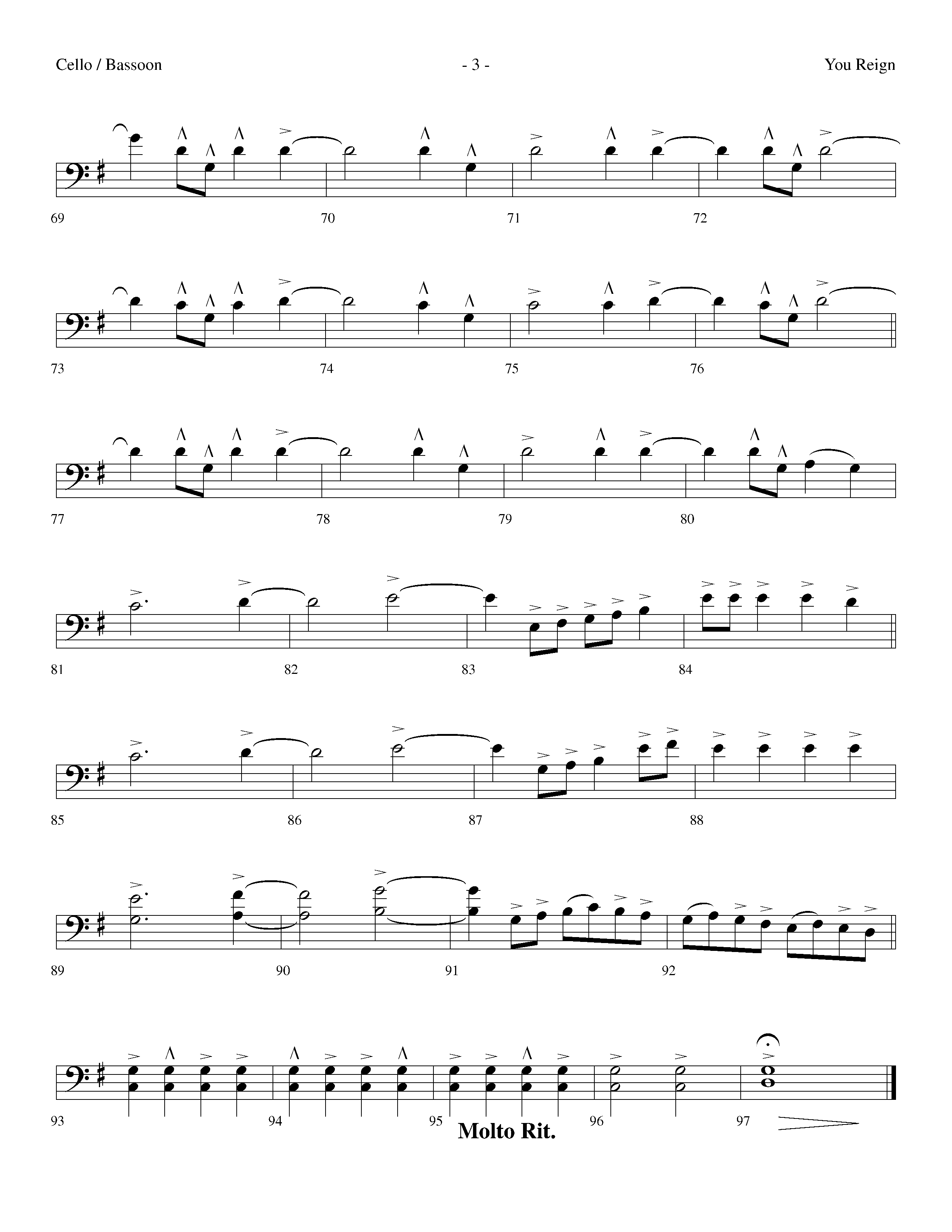 You Reign (Choral Anthem SATB) Cello (Lifeway Choral / Arr. Dennis Allen / Orch. Ed Hogan)