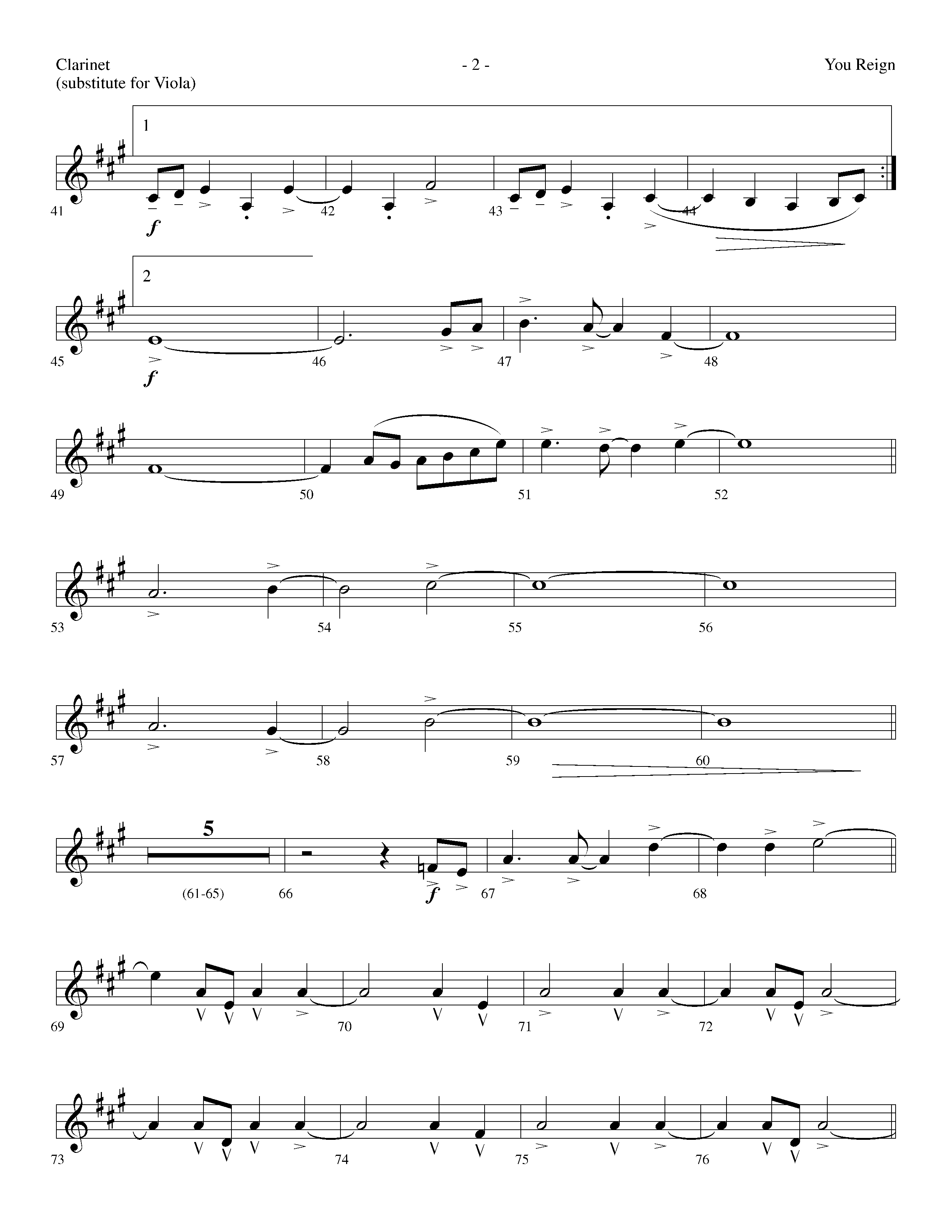 You Reign (Choral Anthem SATB) Clarinet (Lifeway Choral / Arr. Dennis Allen / Orch. Ed Hogan)