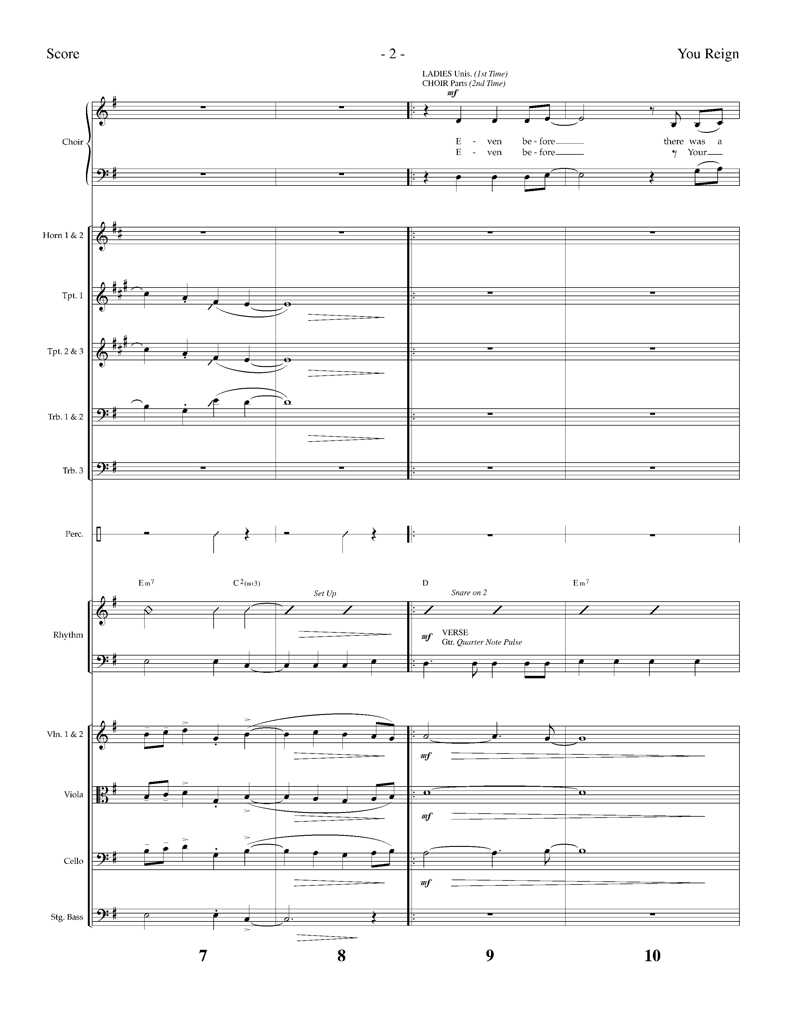 You Reign (Choral Anthem SATB) Orchestration (Lifeway Choral / Arr. Dennis Allen / Orch. Ed Hogan)