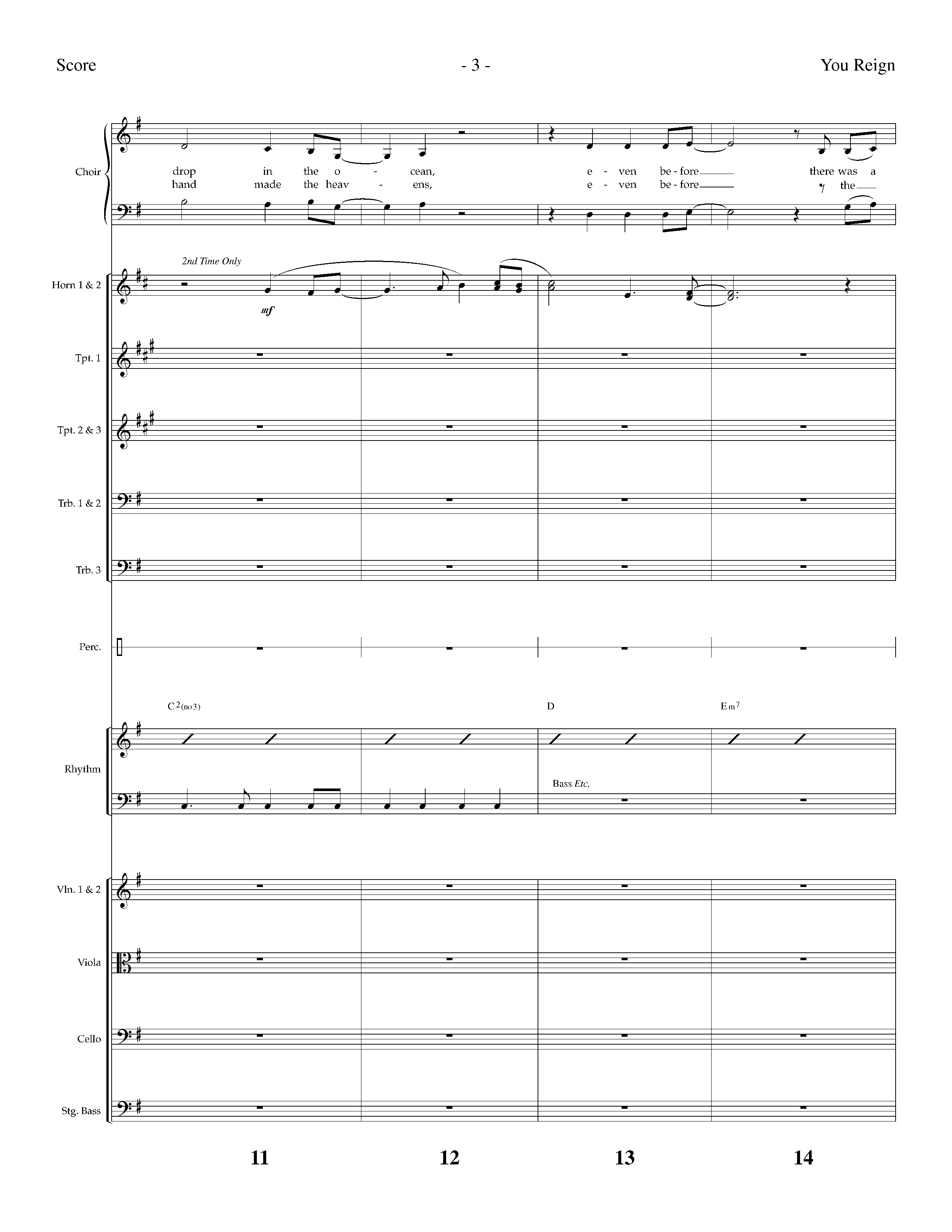 You Reign (Choral Anthem SATB) Orchestration (Lifeway Choral / Arr. Dennis Allen / Orch. Ed Hogan)