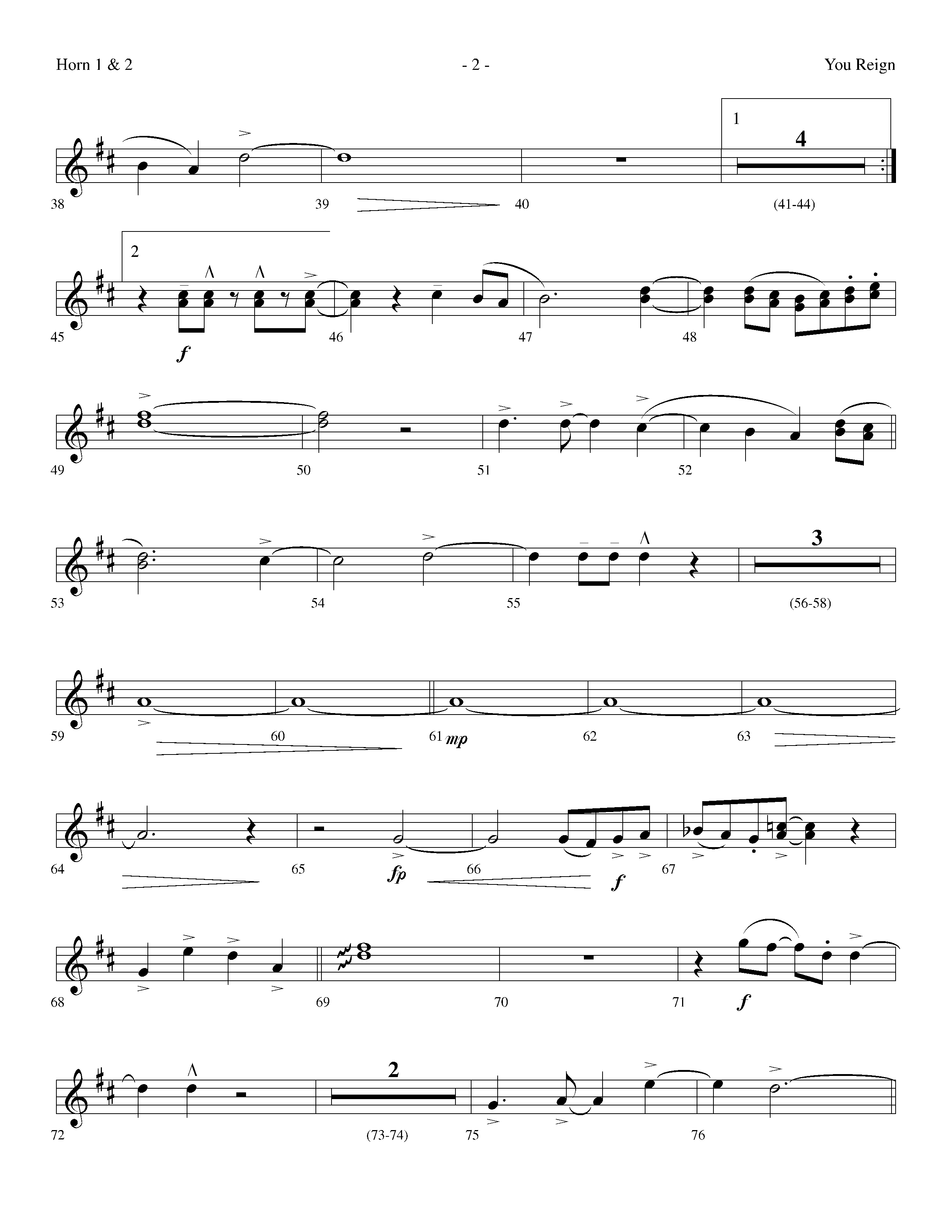You Reign (Choral Anthem SATB) French Horn 1/2 (Lifeway Choral / Arr. Dennis Allen / Orch. Ed Hogan)