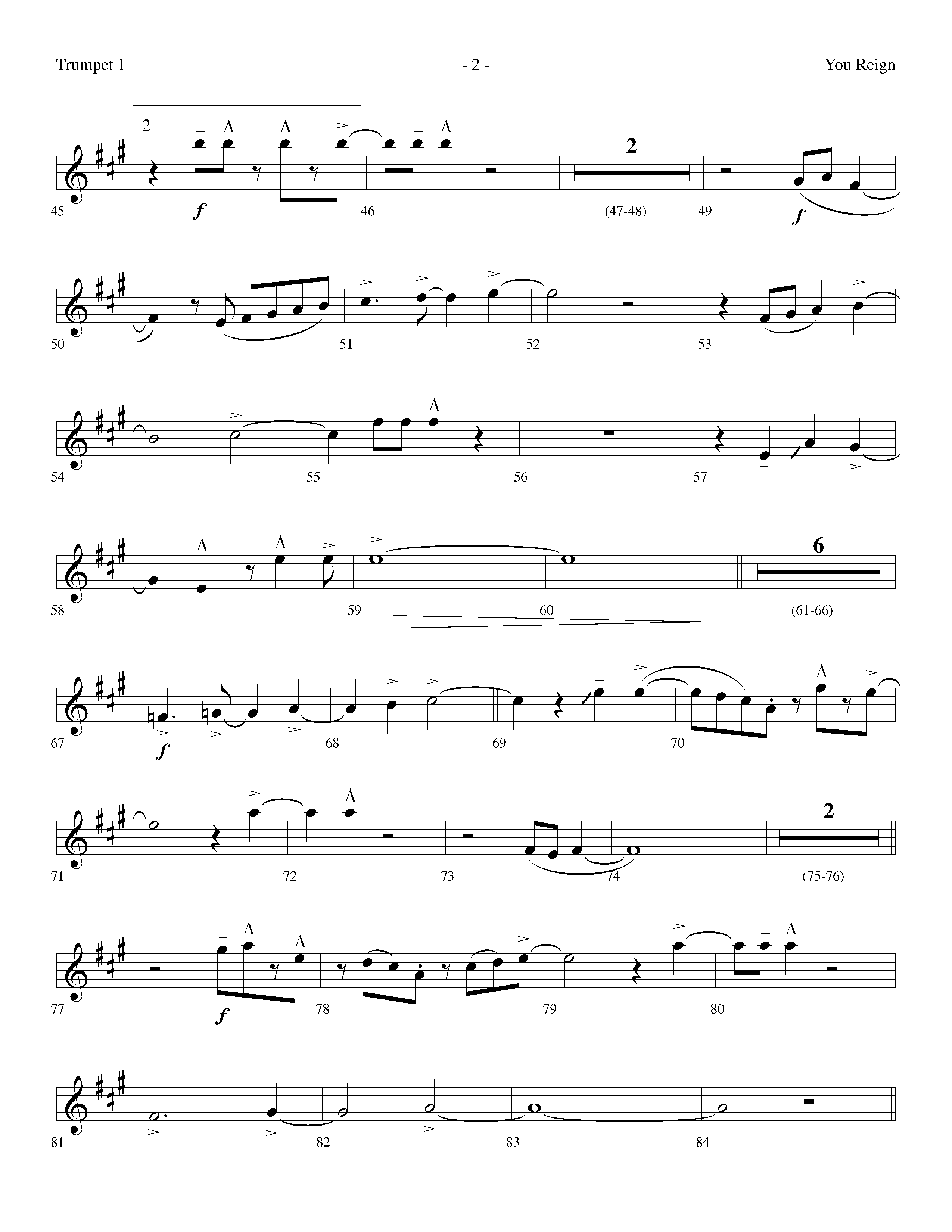 You Reign (Choral Anthem SATB) Trumpet 1 (Lifeway Choral / Arr. Dennis Allen / Orch. Ed Hogan)