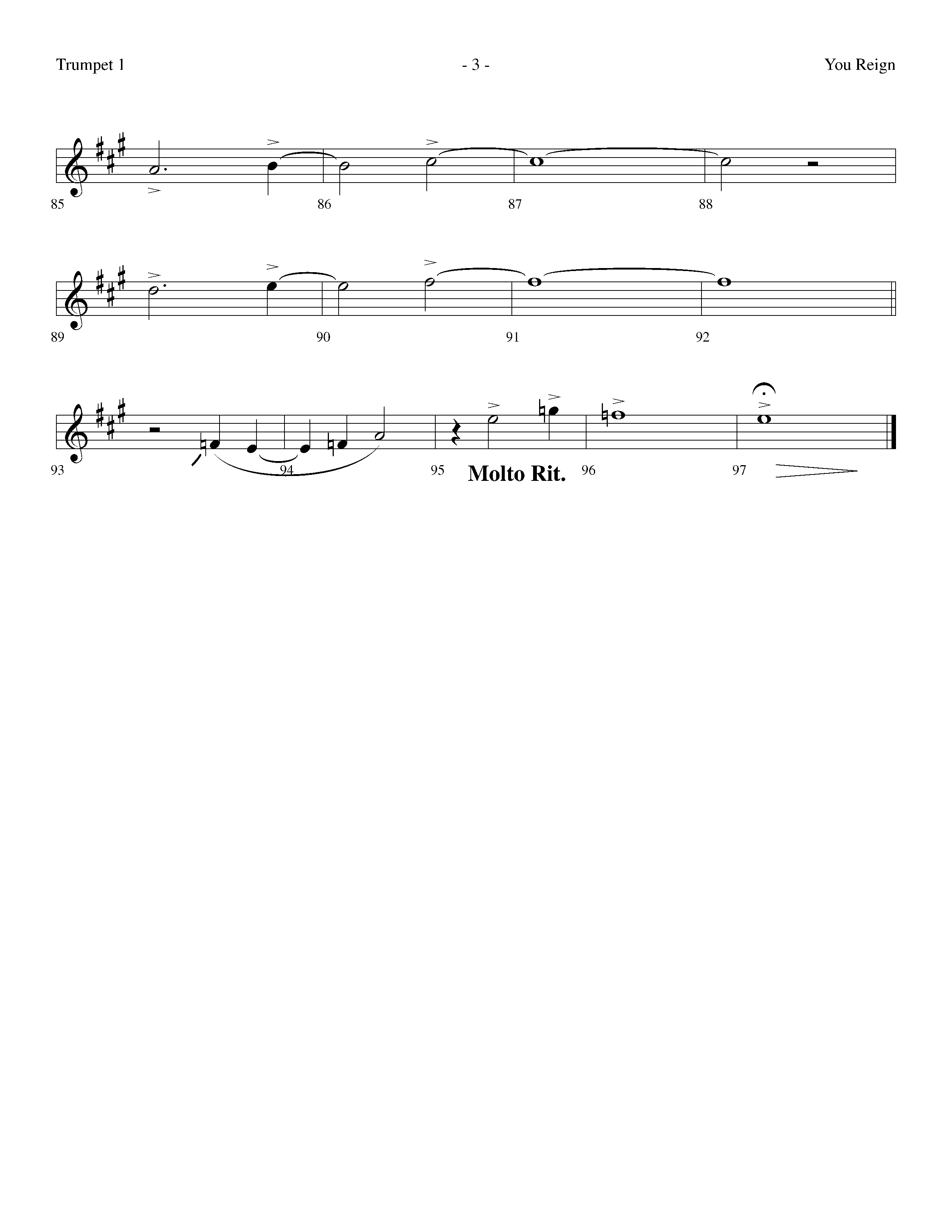 You Reign (Choral Anthem SATB) Trumpet 1 (Lifeway Choral / Arr. Dennis Allen / Orch. Ed Hogan)