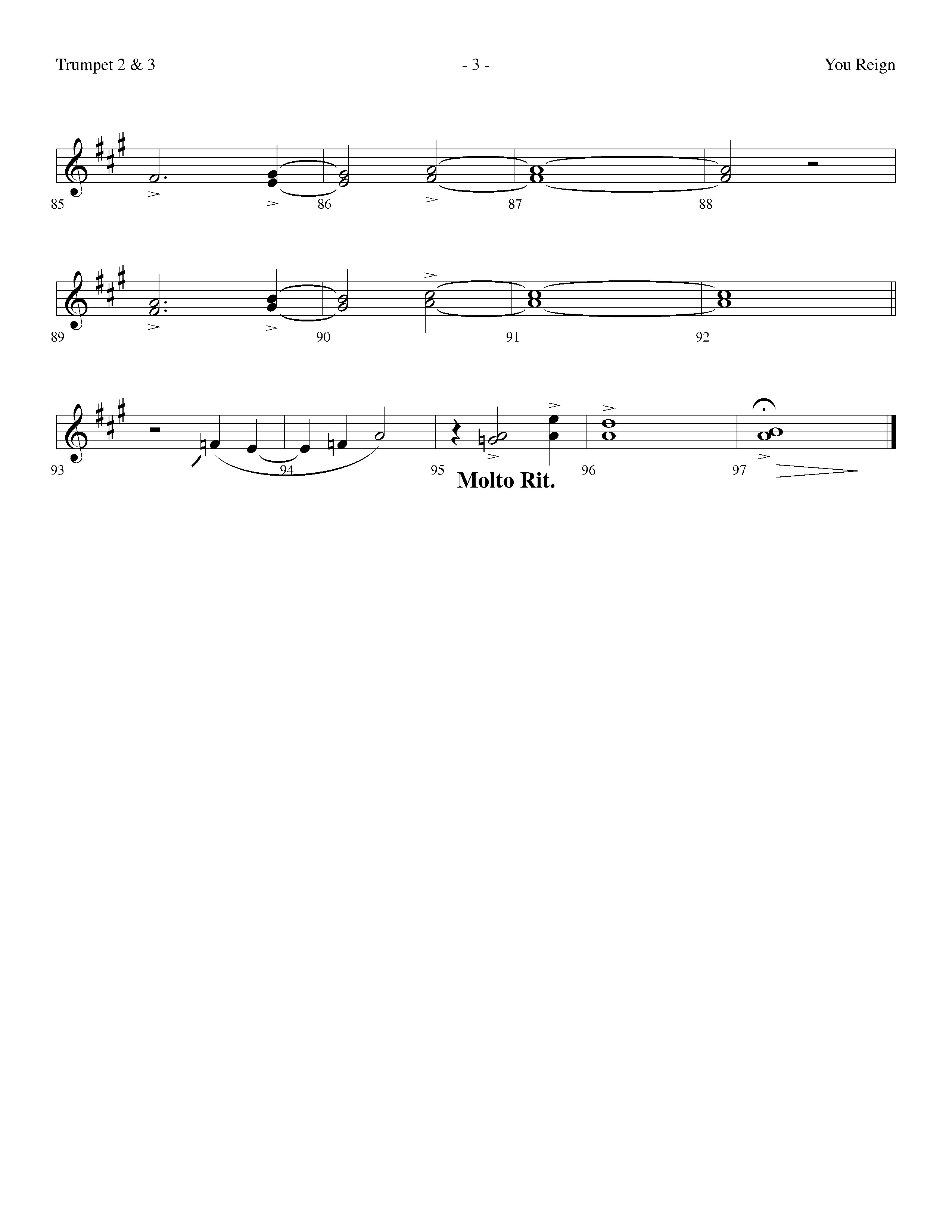 You Reign (Choral Anthem SATB) Trumpet 2/3 (Lifeway Choral / Arr. Dennis Allen / Orch. Ed Hogan)