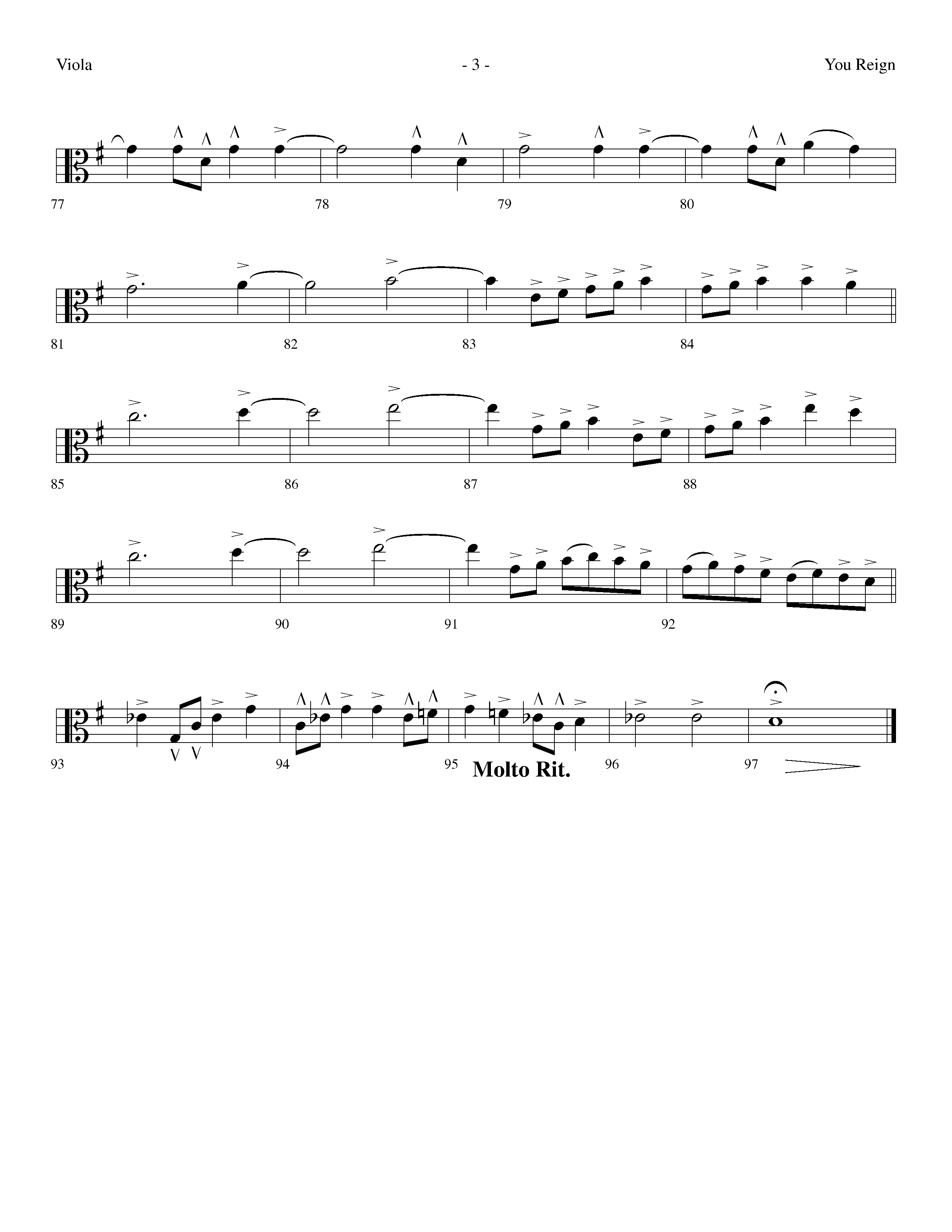 You Reign (Choral Anthem SATB) Viola (Lifeway Choral / Arr. Dennis Allen / Orch. Ed Hogan)