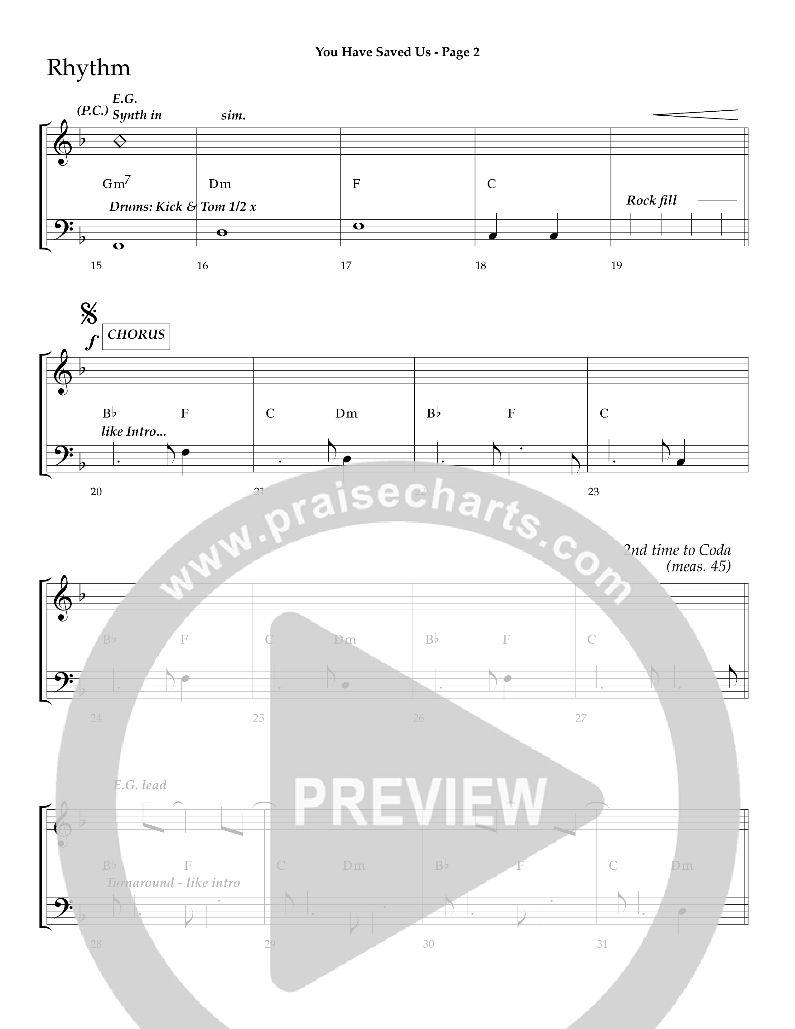 You Have Saved Us (Choral Anthem SATB) Lead Melody & Rhythm (Lifeway Choral / Arr. Dave Williamson)