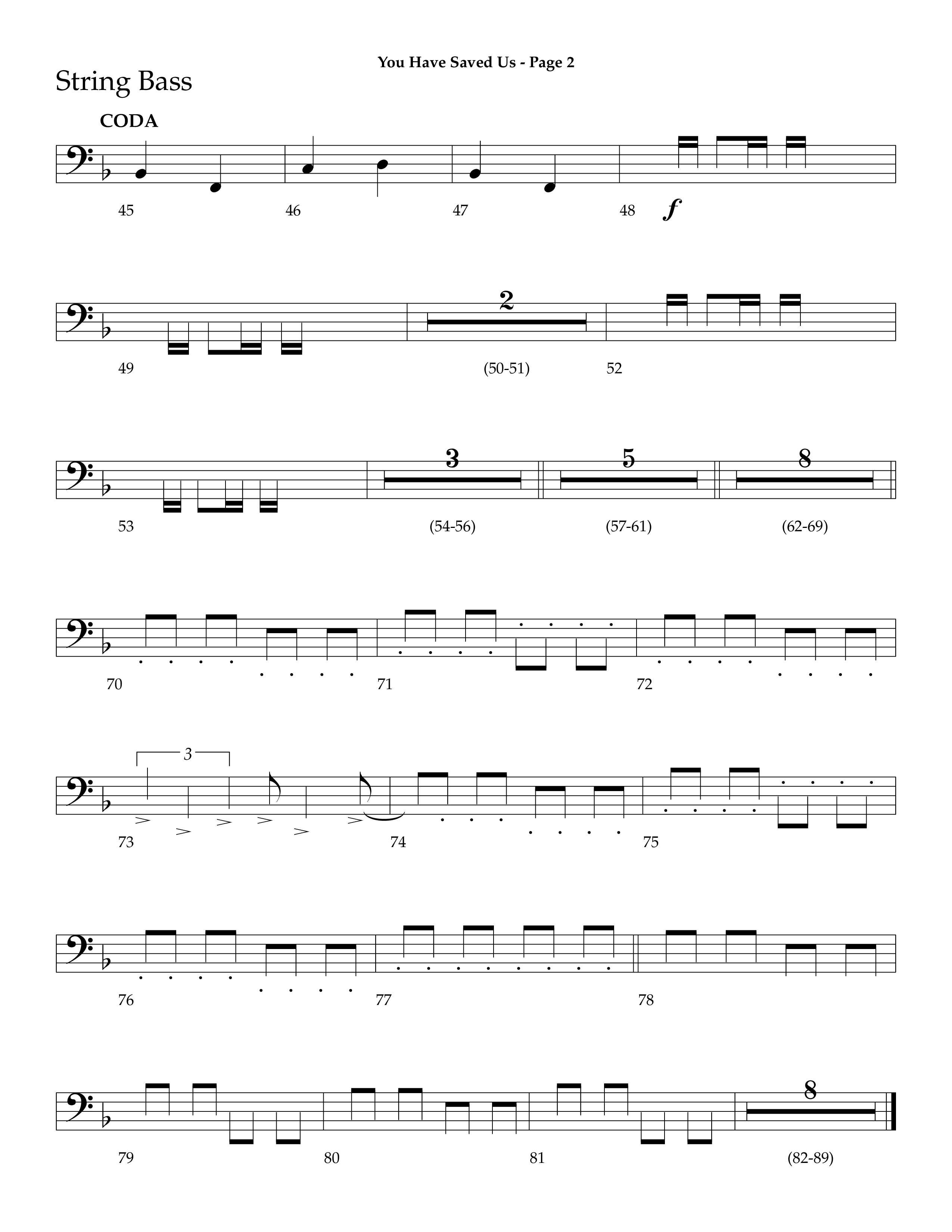 You Have Saved Us (Choral Anthem SATB) String Bass (Lifeway Choral / Arr. Dave Williamson)