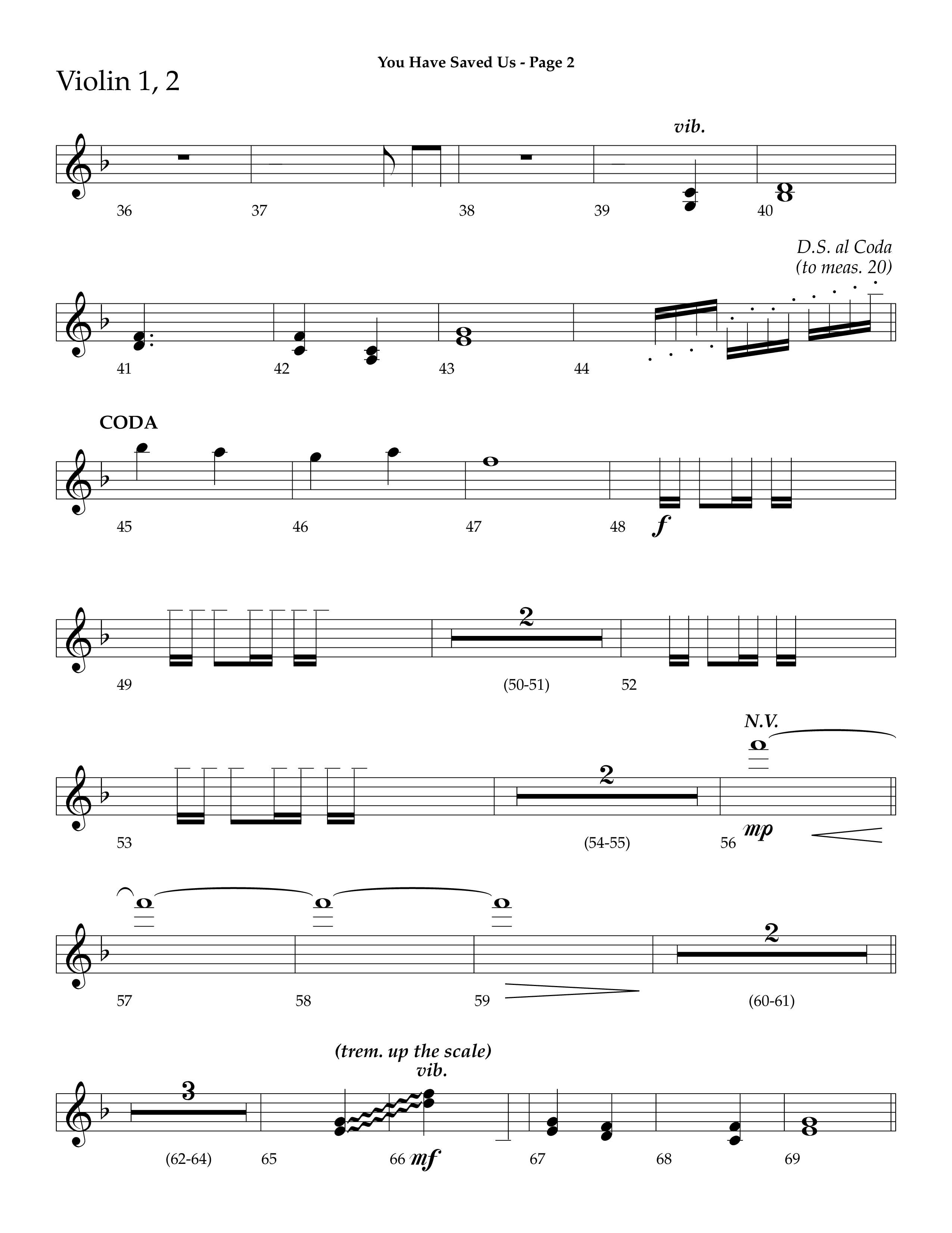 You Have Saved Us (Choral Anthem SATB) Violin 1/2 (Lifeway Choral / Arr. Dave Williamson)
