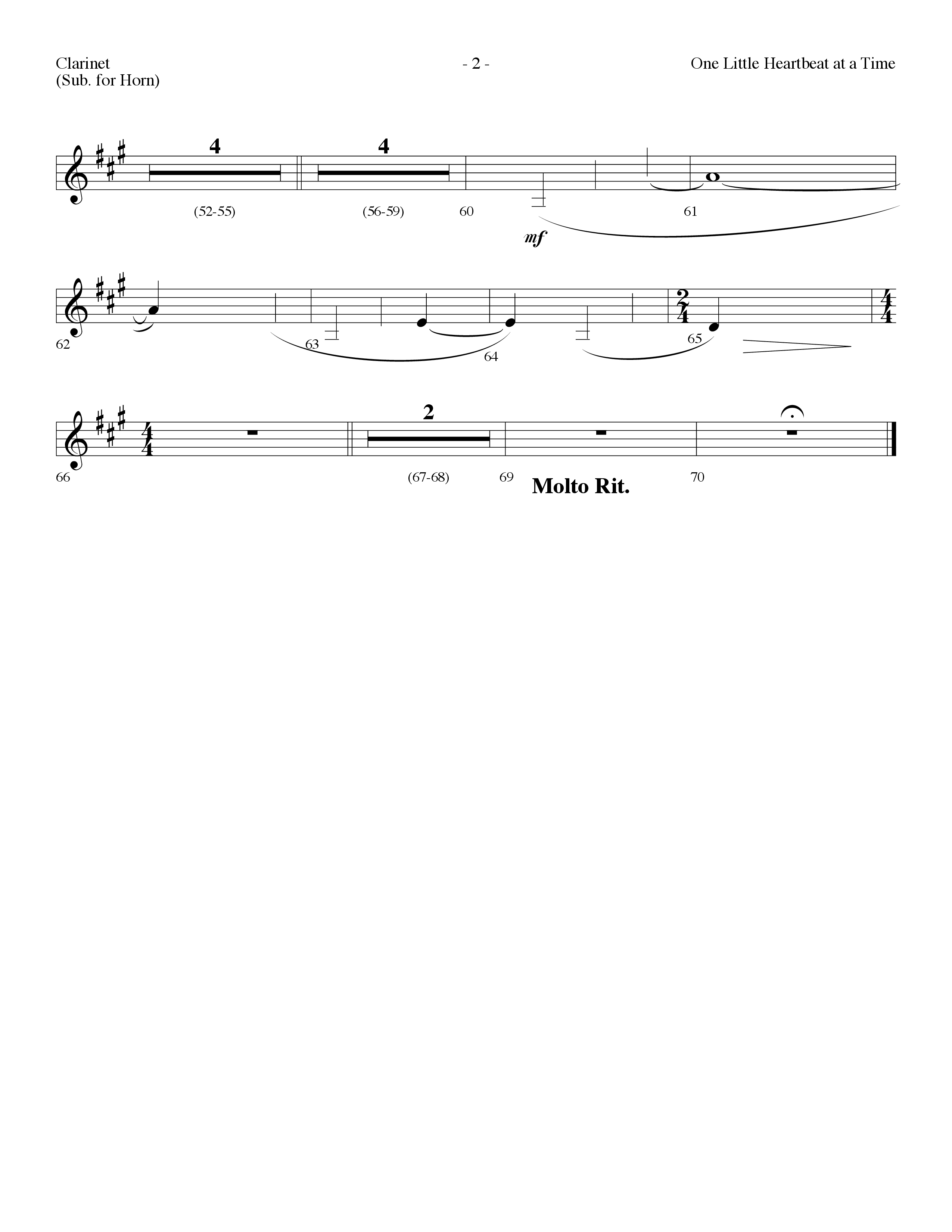 One Little Heartbeat At A Time (Choral Anthem SATB) Clarinet (Lifeway Choral / Arr. Dennis Allen)