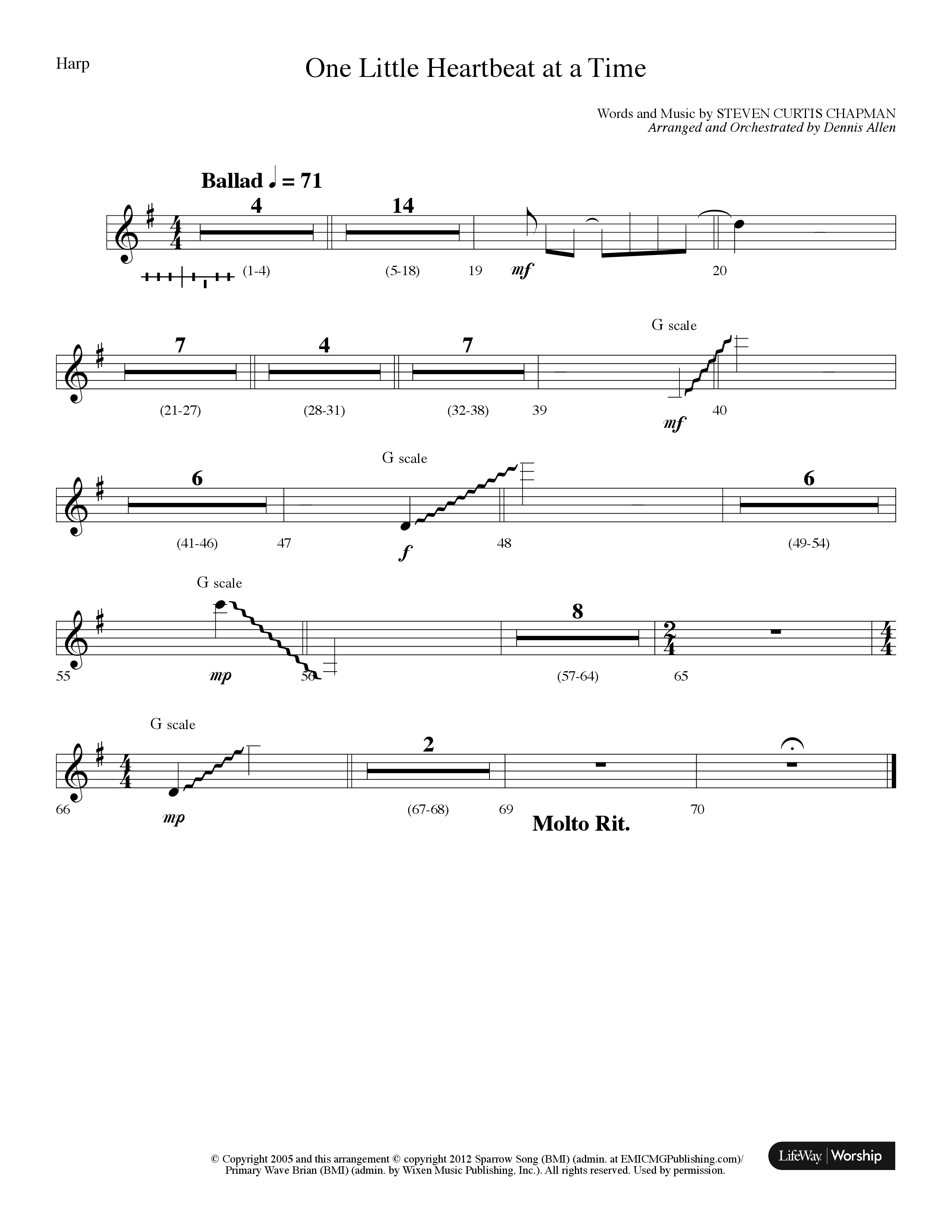 One Little Heartbeat At A Time (Choral Anthem SATB) Harp (Lifeway Choral / Arr. Dennis Allen)