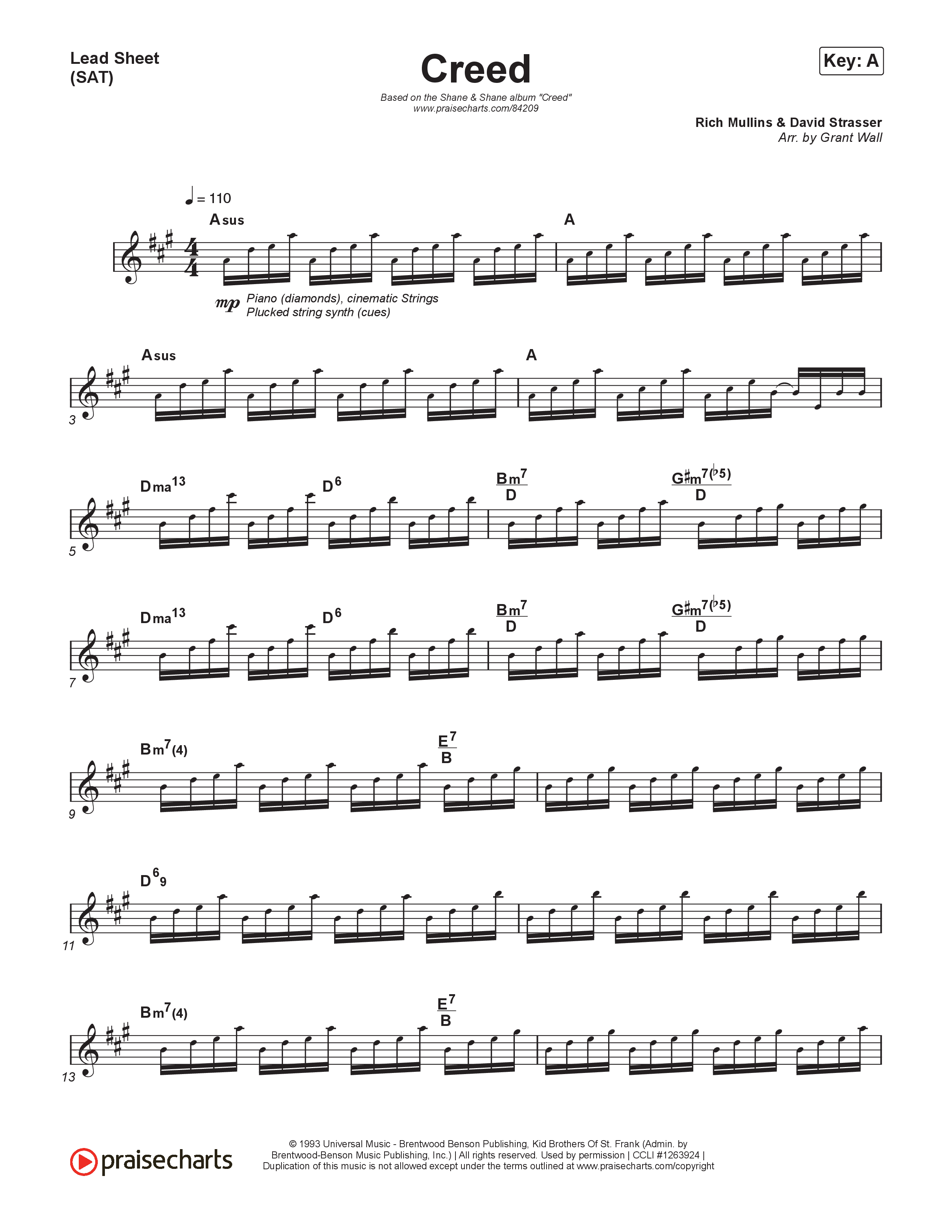 Creed Lead Sheet (SAT) (Shane & Shane)
