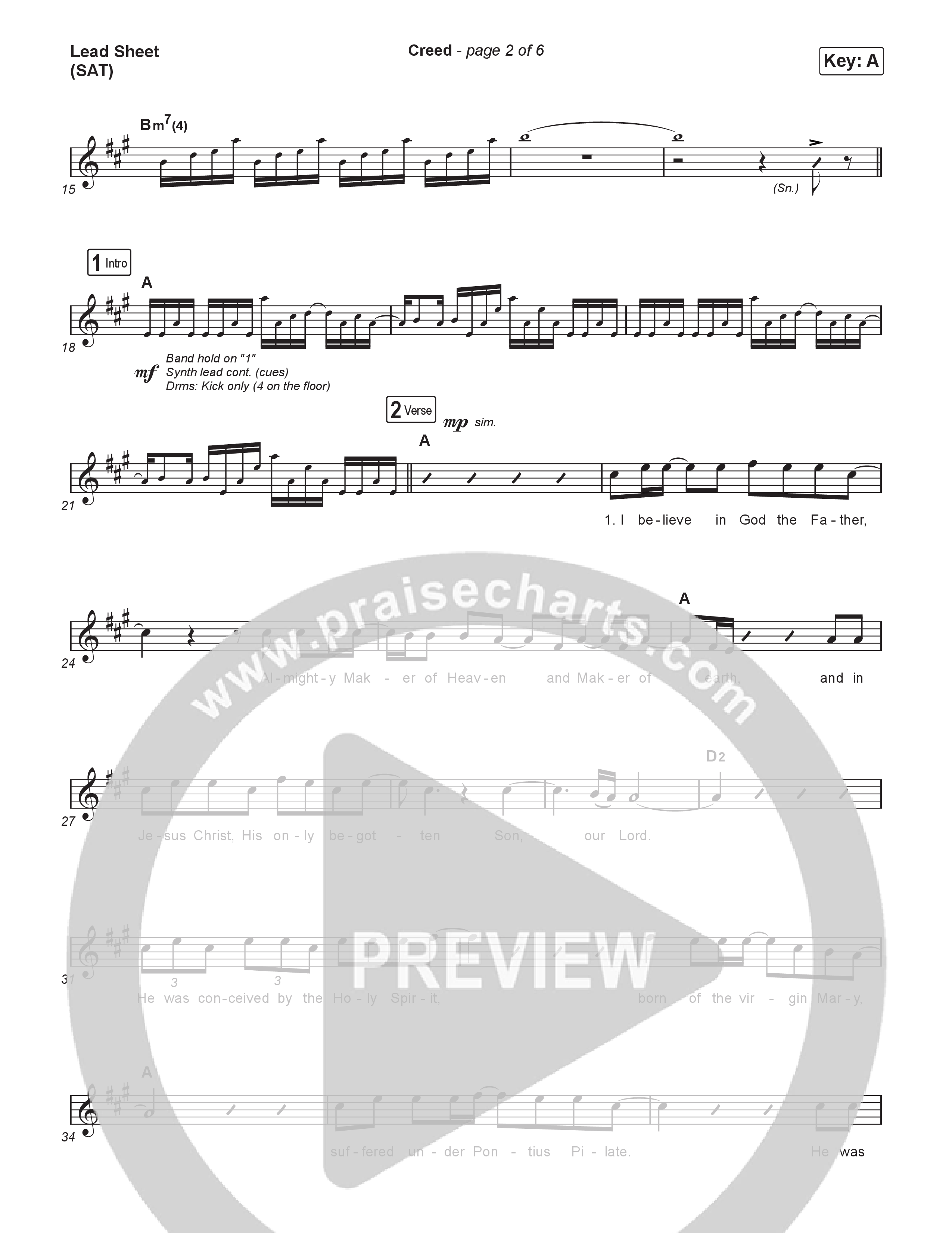Creed Lead Sheet (SAT) (Shane & Shane)