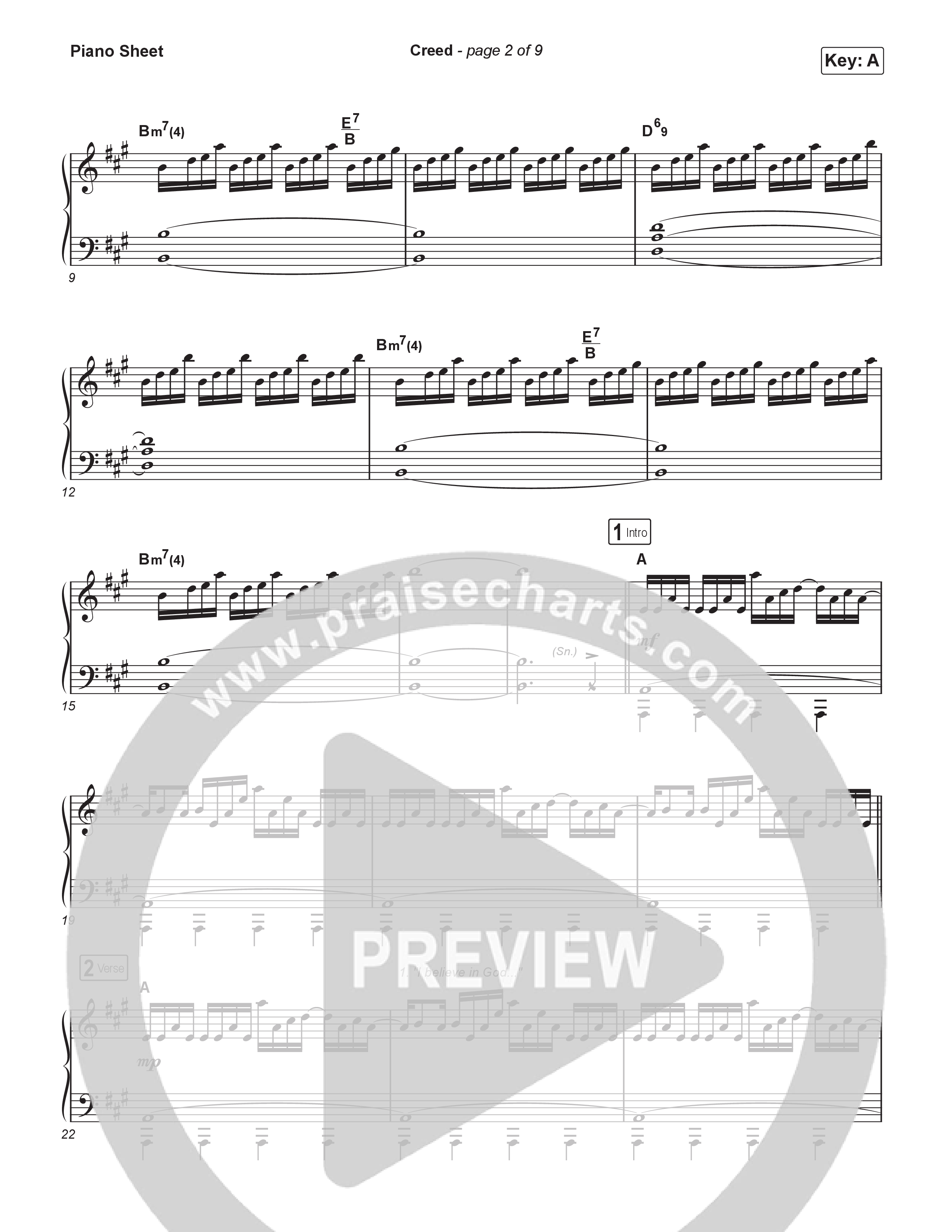 Creed Piano Sheet (Shane & Shane)