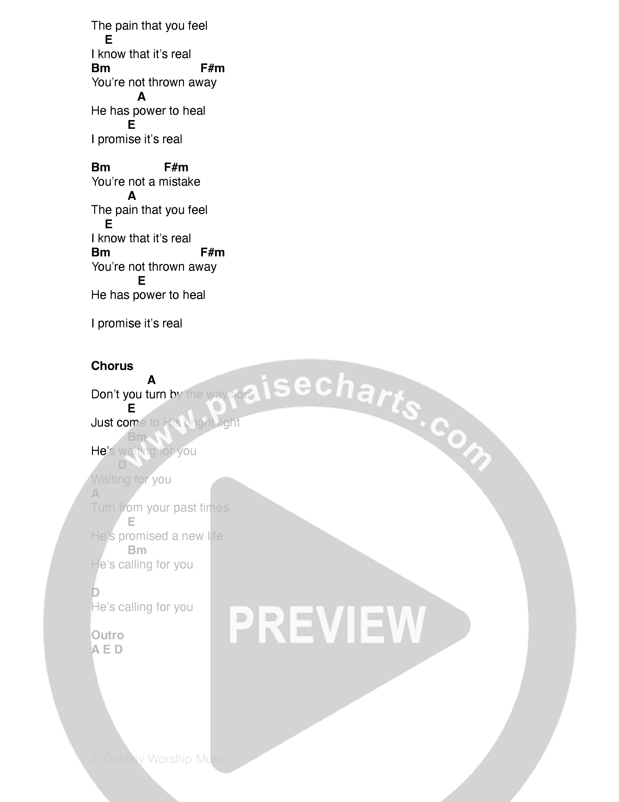 Wayside (Live) Chord Chart (Destiny Worship Music)