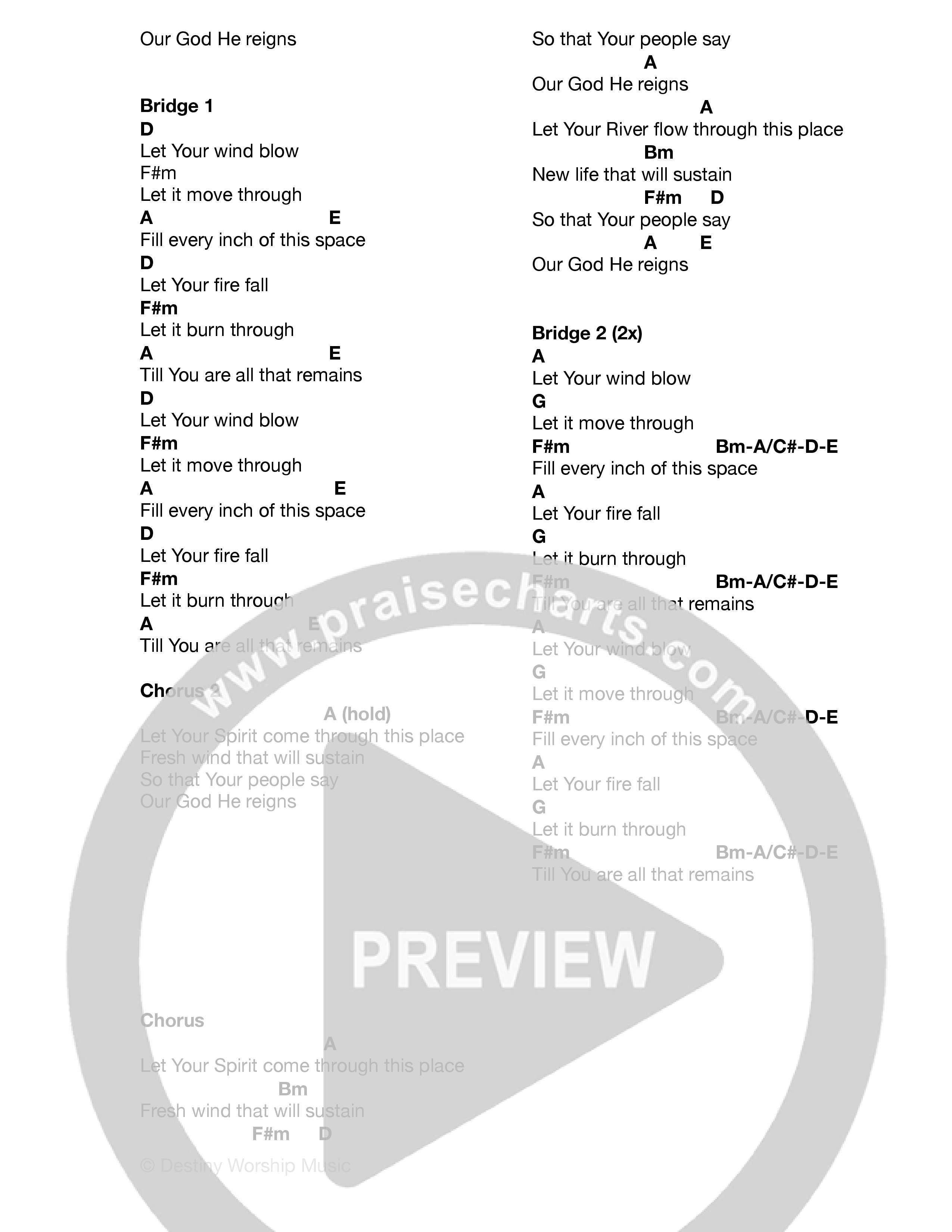 Come Through (Live) Chord Chart (Destiny Worship Music)