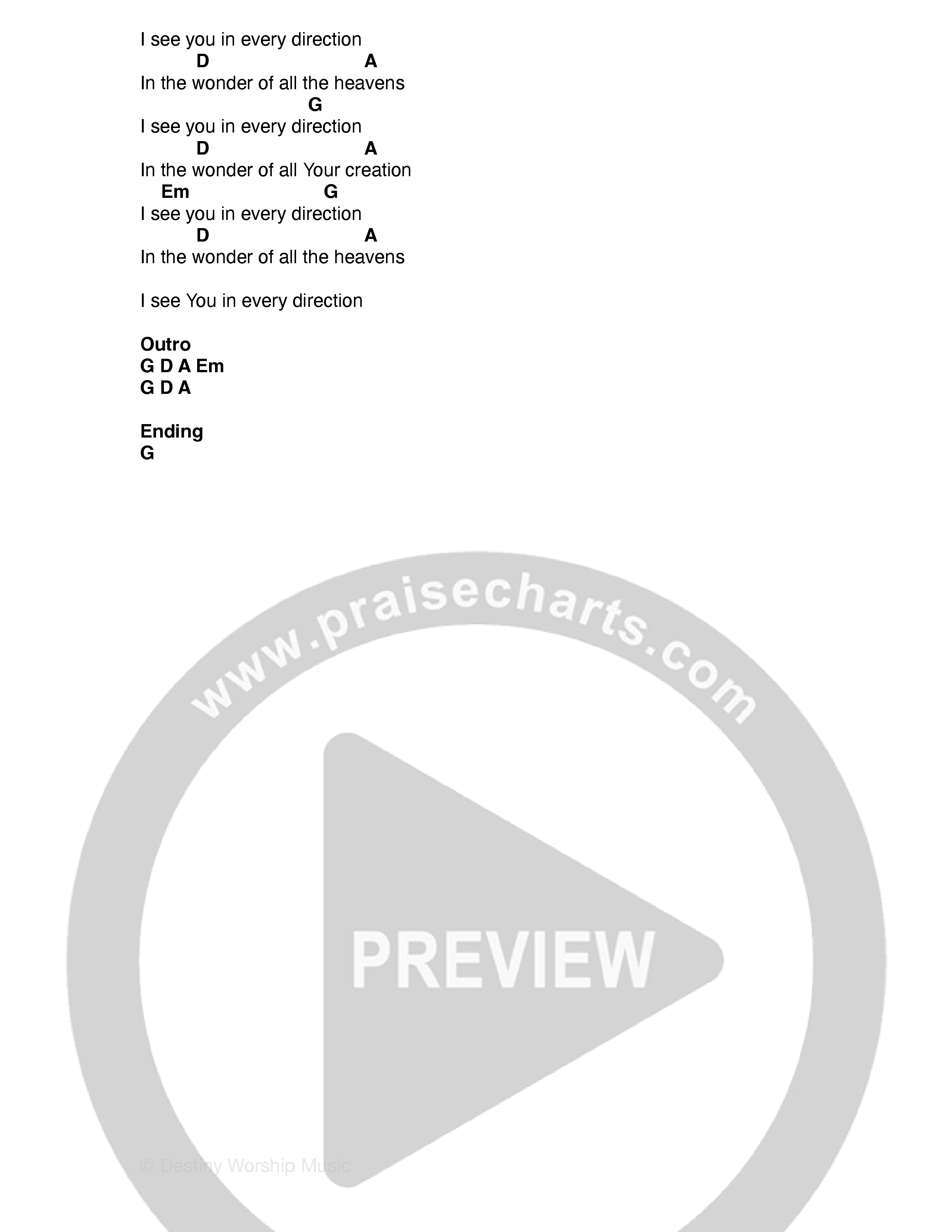 Every Direction (Live) Chord Chart (Destiny Worship Music)