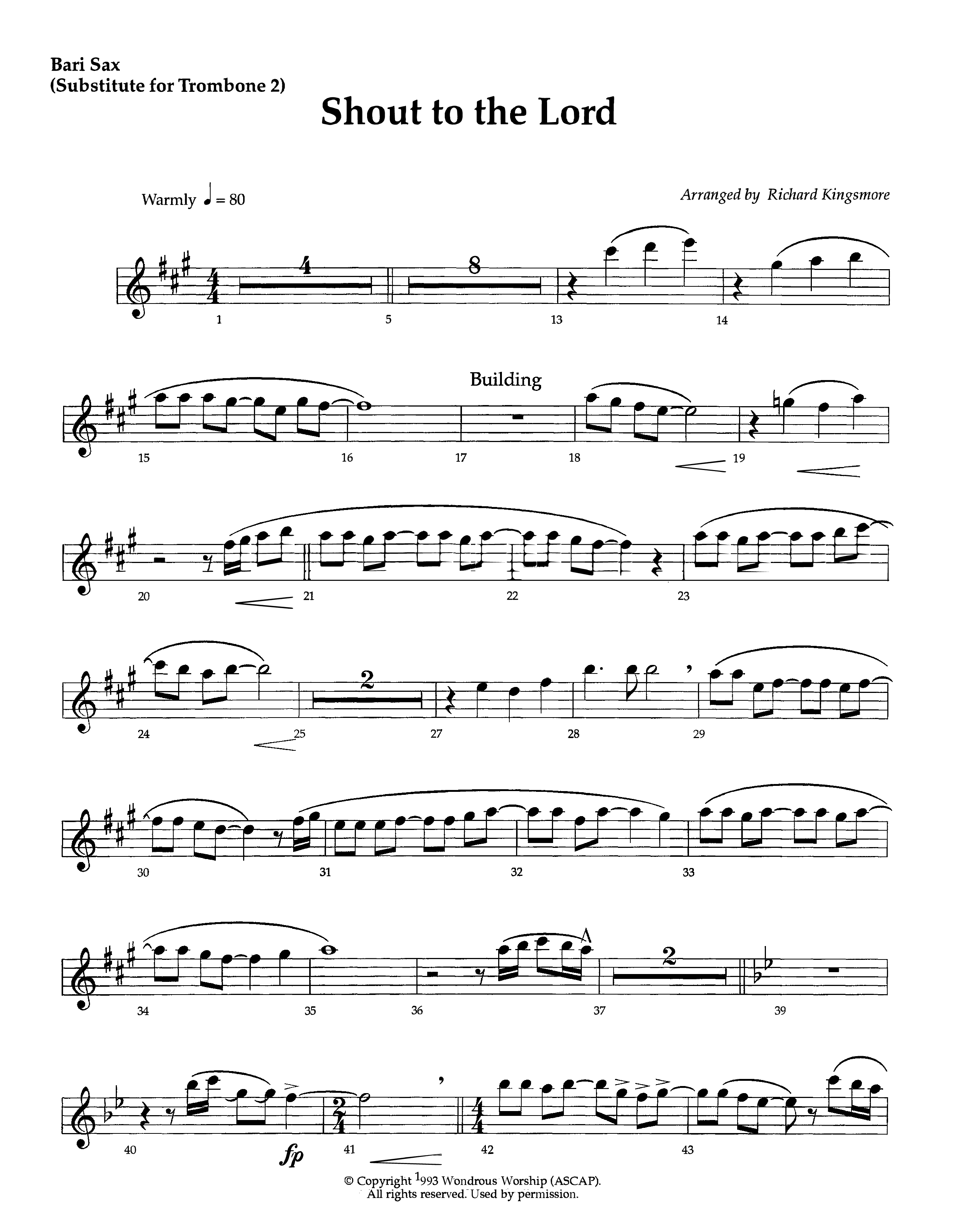 Shout To The Lord (Instrumental) Bari Sax (Lifeway Worship / Arr. Richard Kingsmore)