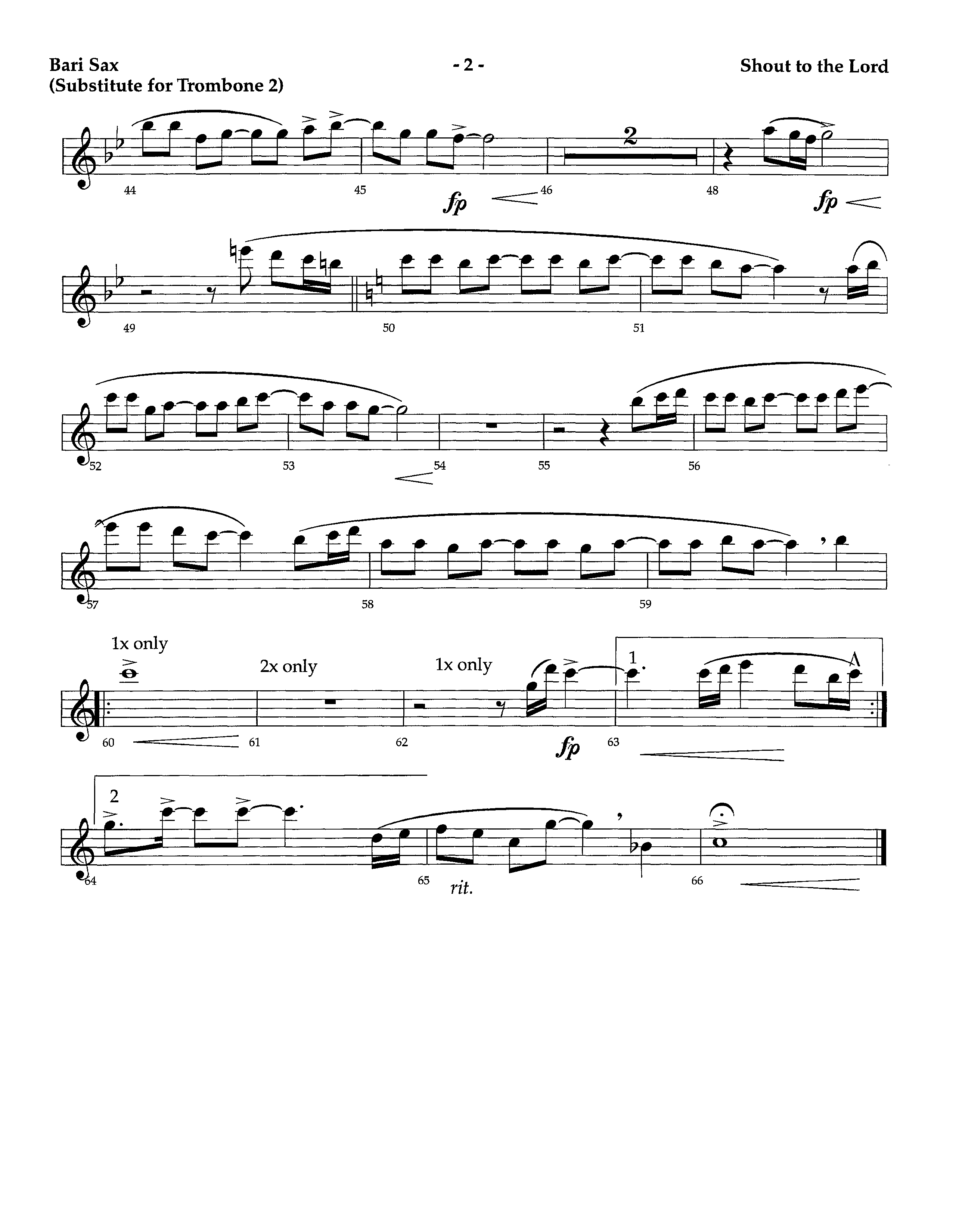 Shout To The Lord (Instrumental) Bari Sax (Lifeway Worship / Arr. Richard Kingsmore)