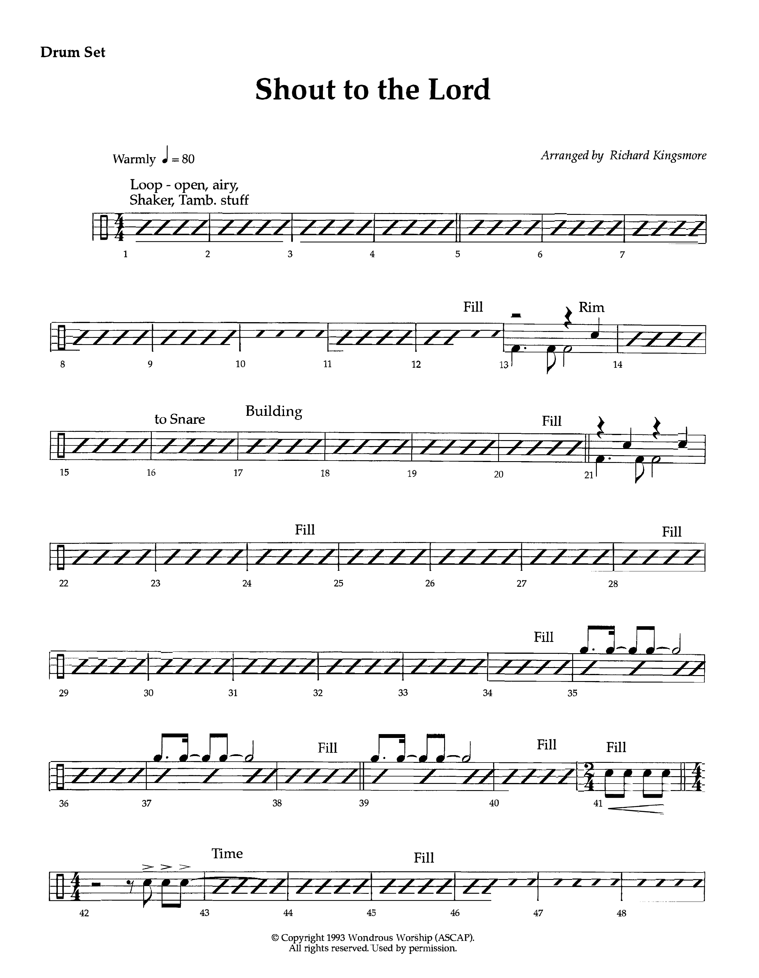 Shout To The Lord (Instrumental) Drum Set (Lifeway Worship / Arr. Richard Kingsmore)