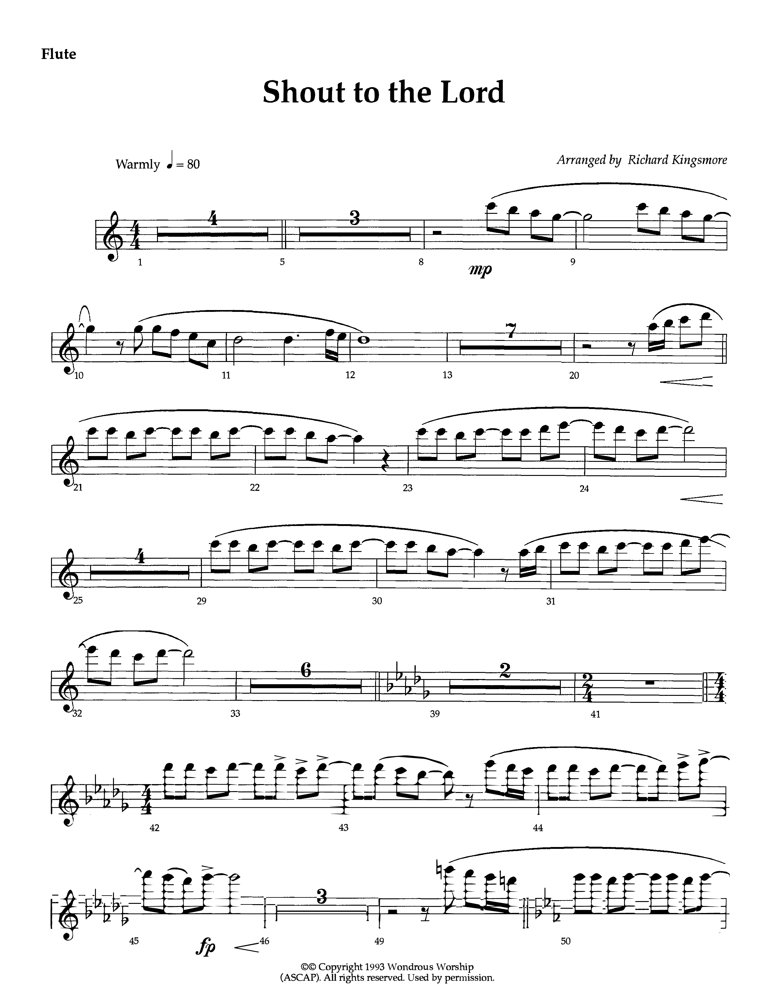 Shout To The Lord (Instrumental) Flute (Lifeway Worship / Arr. Richard Kingsmore)