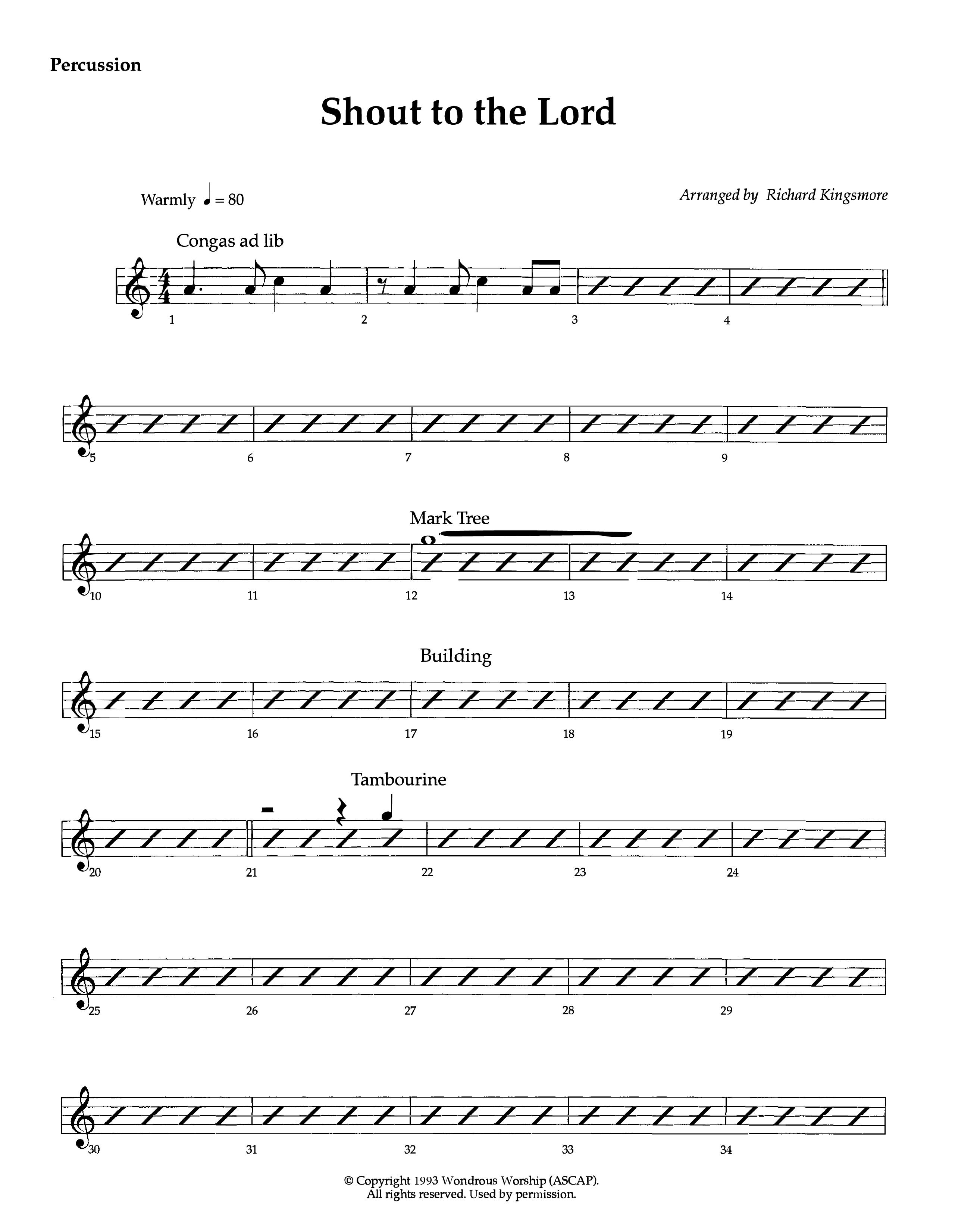 Shout To The Lord (Instrumental) Percussion (Lifeway Worship / Arr. Richard Kingsmore)