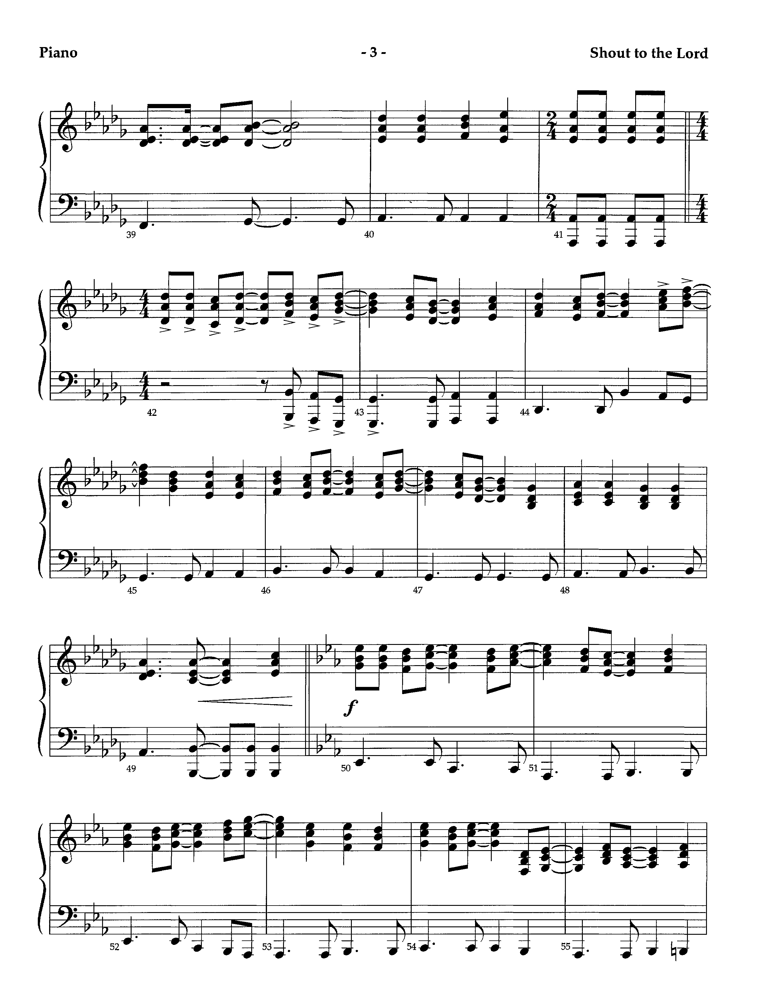 Shout To The Lord (Instrumental) Piano Sheet (Lifeway Worship / Arr. Richard Kingsmore)