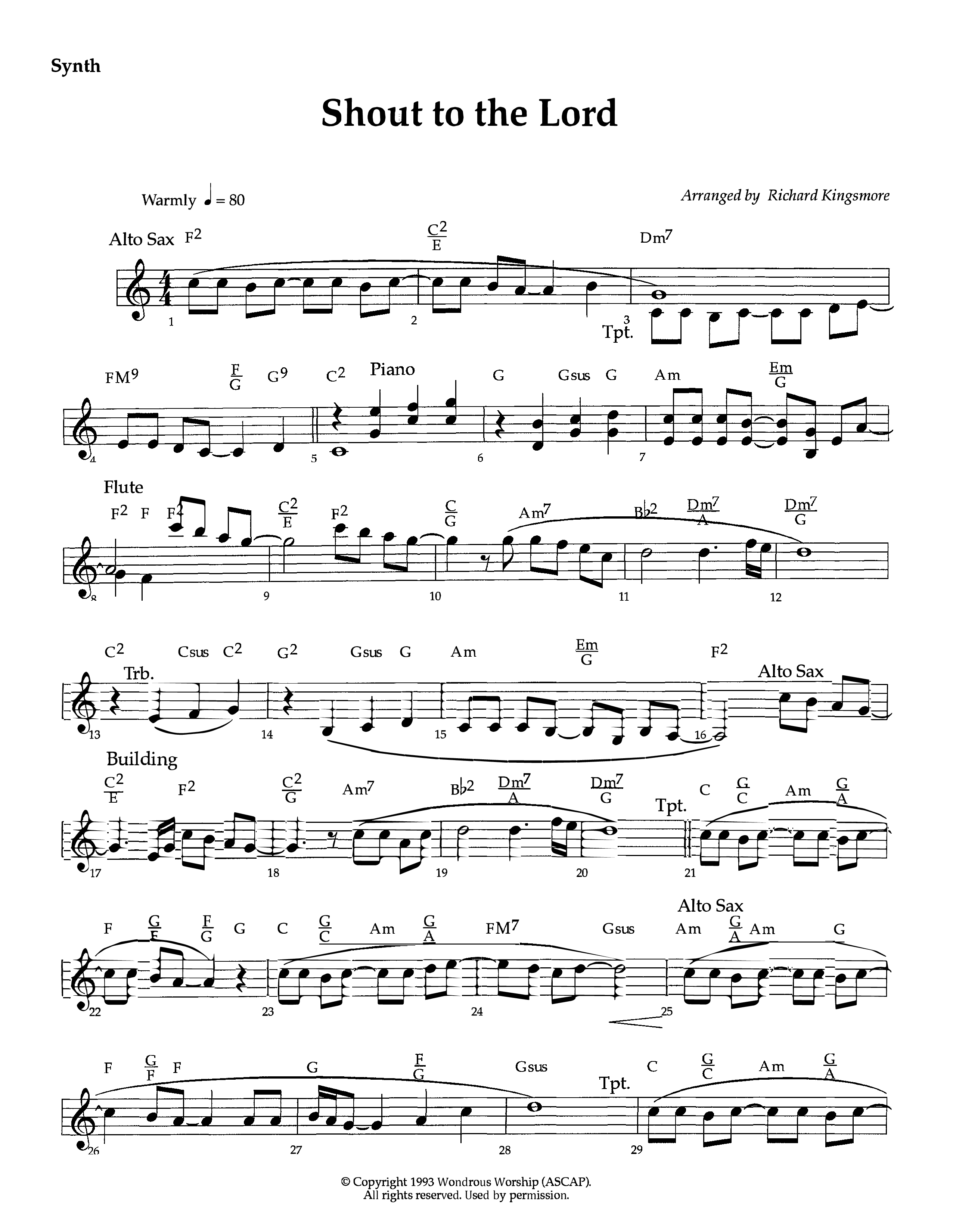 Shout To The Lord (Instrumental) Synth (Lifeway Worship / Arr. Richard Kingsmore)