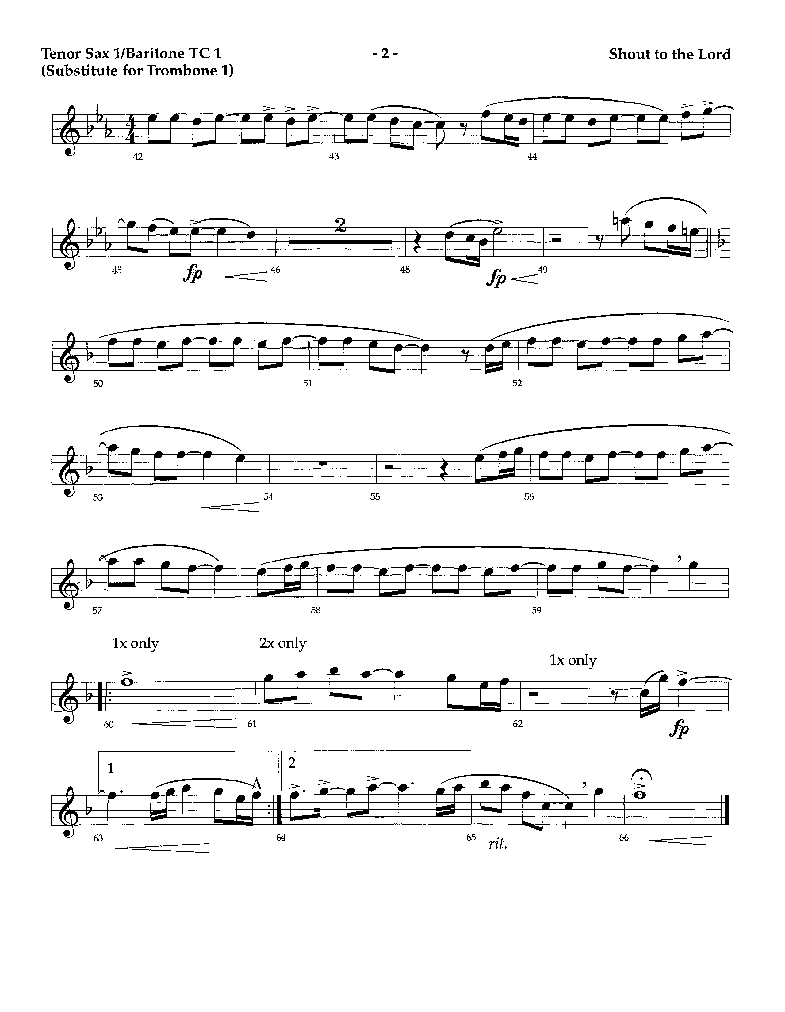 Shout To The Lord (Instrumental) Tenor Sax/Baritone T.C. (Lifeway Worship / Arr. Richard Kingsmore)