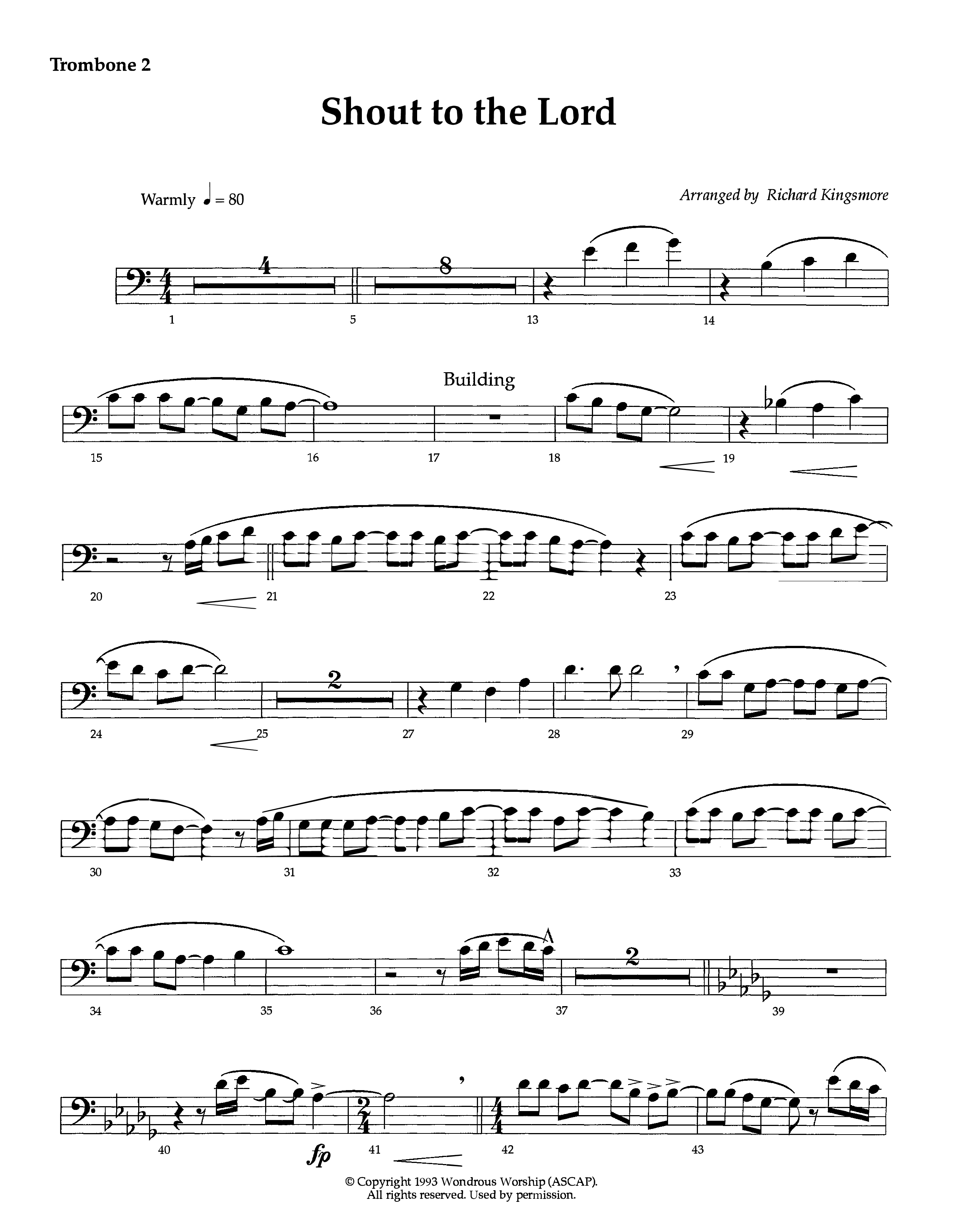 Shout To The Lord (Instrumental) Trombone 2 (Lifeway Worship / Arr. Richard Kingsmore)