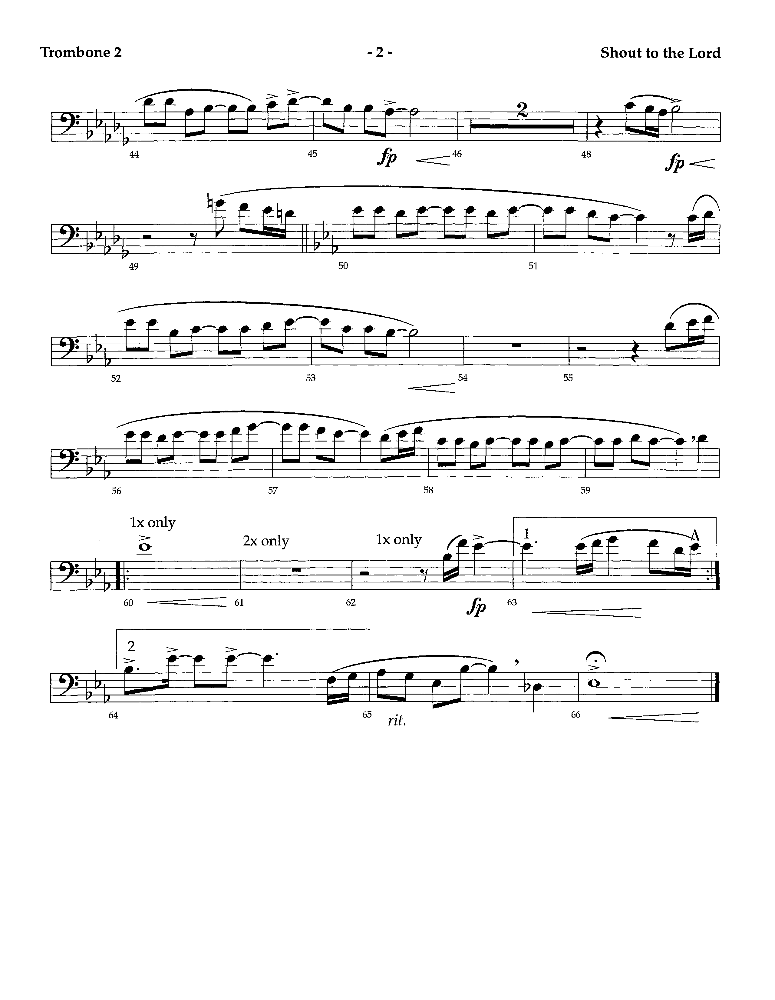 Shout To The Lord (Instrumental) Trombone 2 (Lifeway Worship / Arr. Richard Kingsmore)