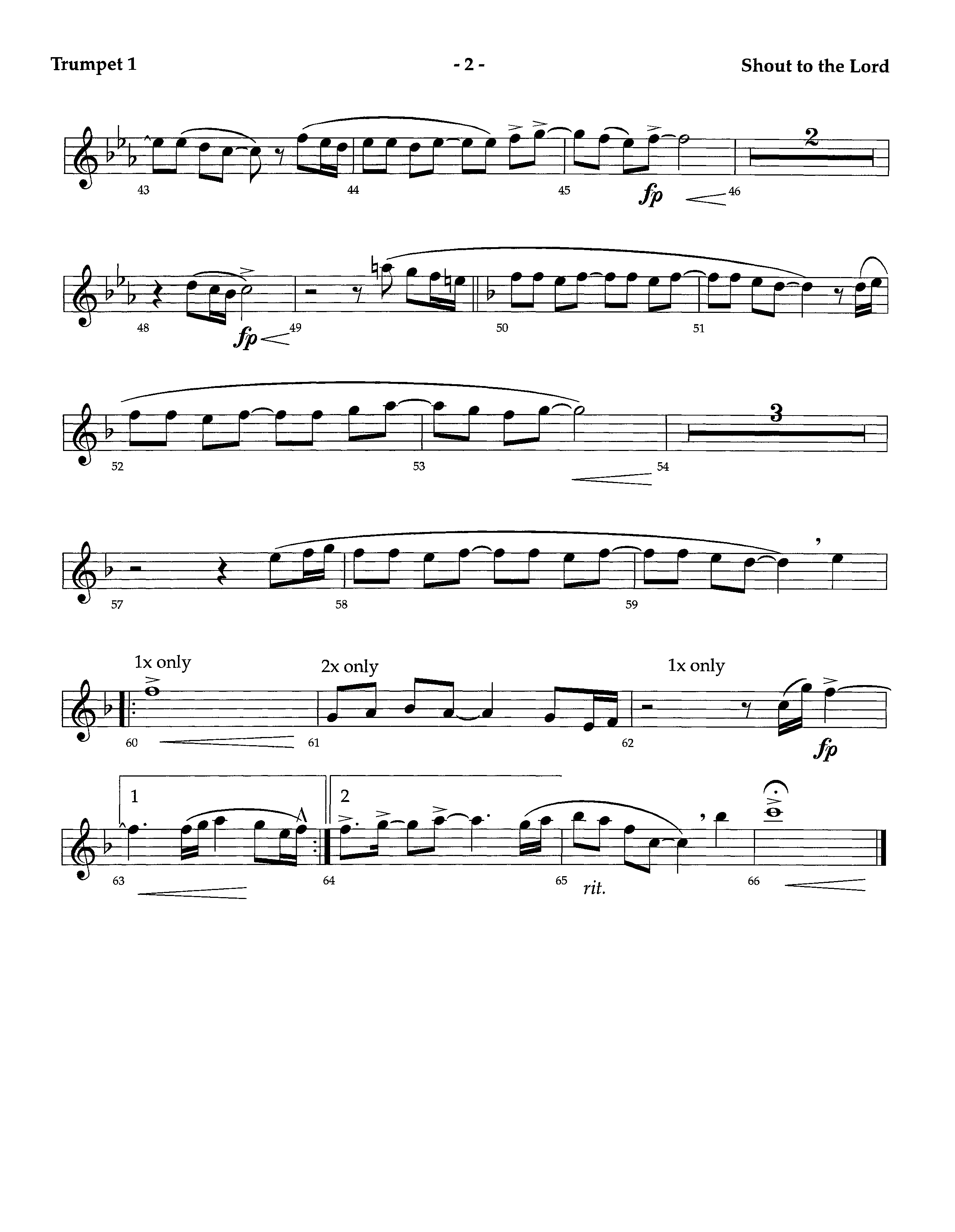 Shout To The Lord (Instrumental) Trumpet 1 (Lifeway Worship / Arr. Richard Kingsmore)