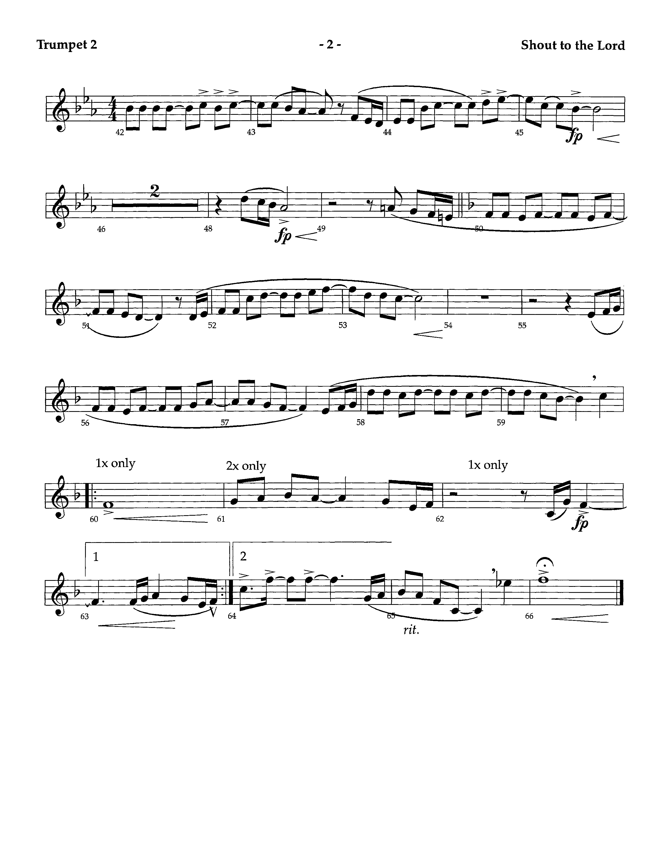 Shout To The Lord (Instrumental) Trumpet 2 (Lifeway Worship / Arr. Richard Kingsmore)