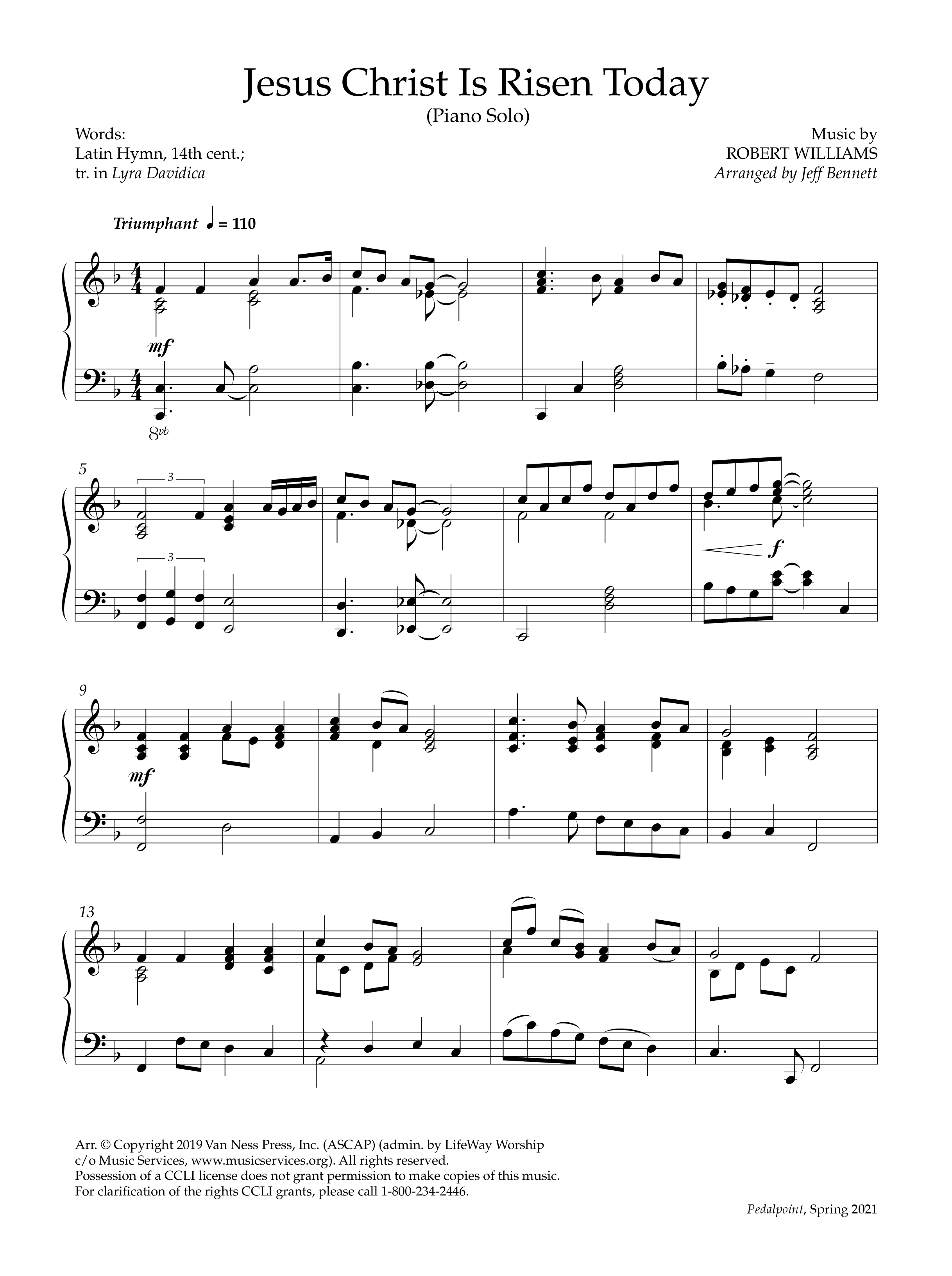 Jesus Christ Is Risen Today (Instrumental) Piano Solo (Lifeway Worship / Arr. Jeffery Bennett)