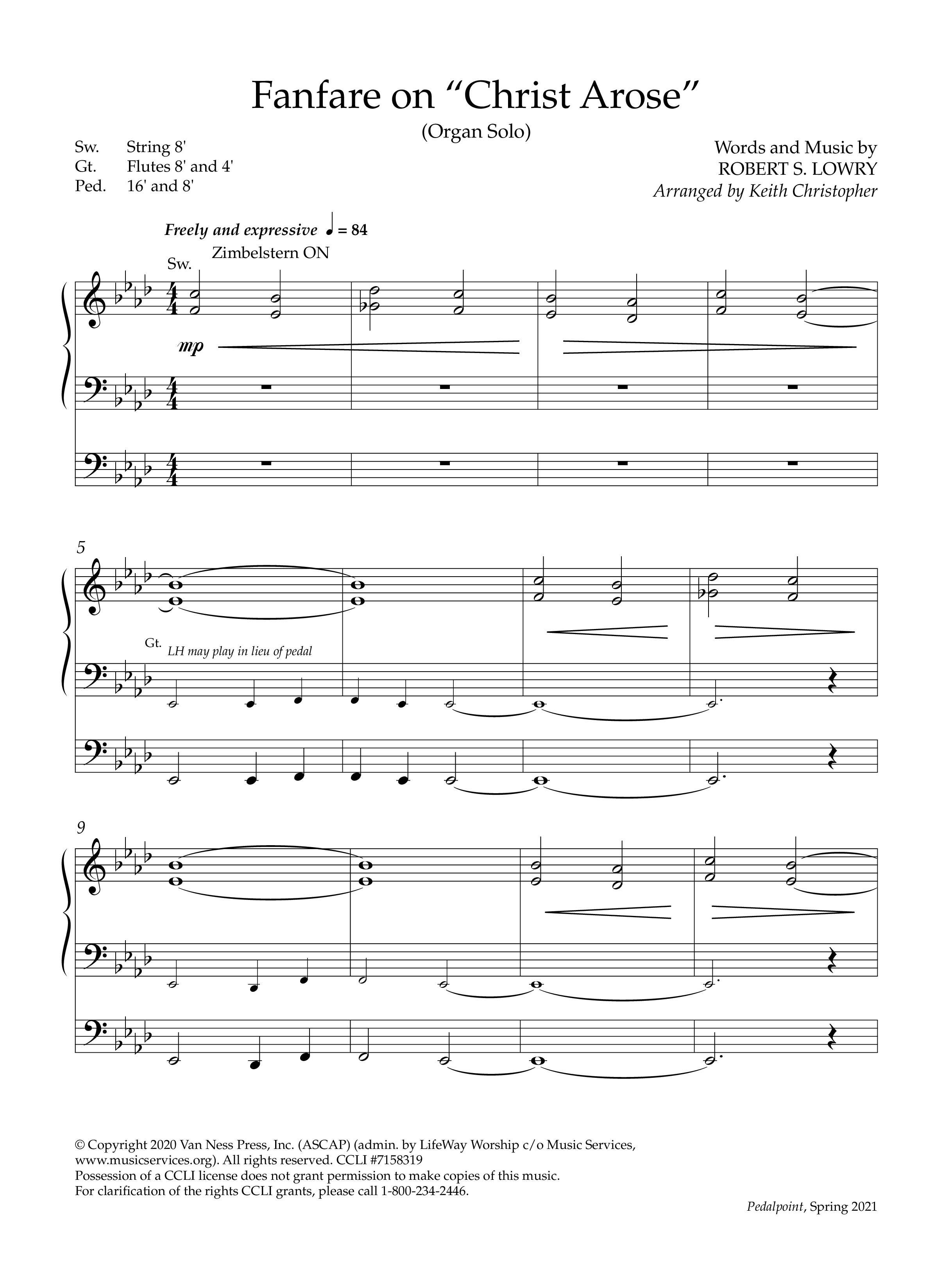 Fanfare On Christ Arose (Instrumental) Organ (Lifeway Worship / Arr. Keith Christopher)