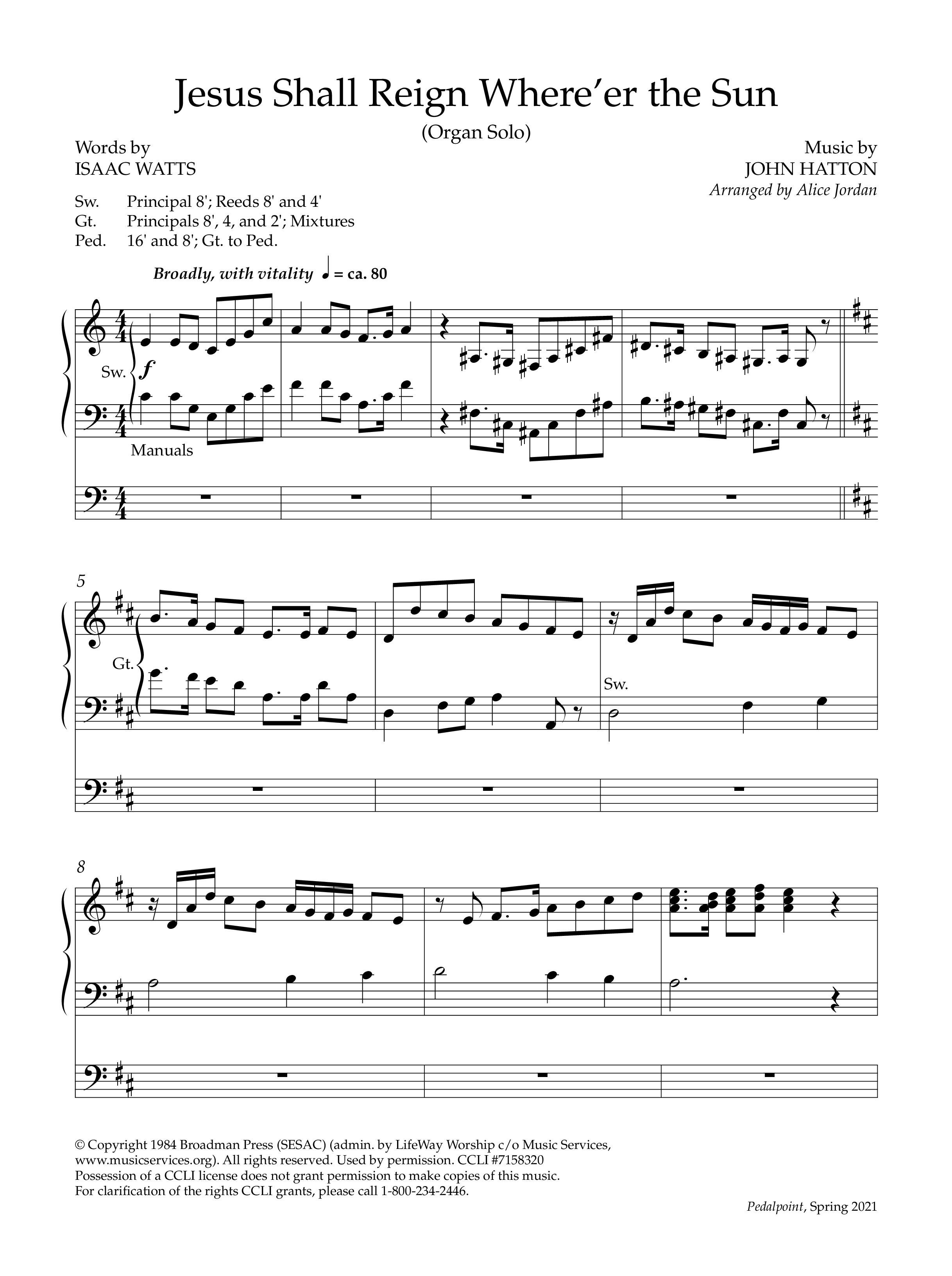 Jesus Shall Reign (Instrumental) Organ (Lifeway Worship / Arr. Alice Jordan)
