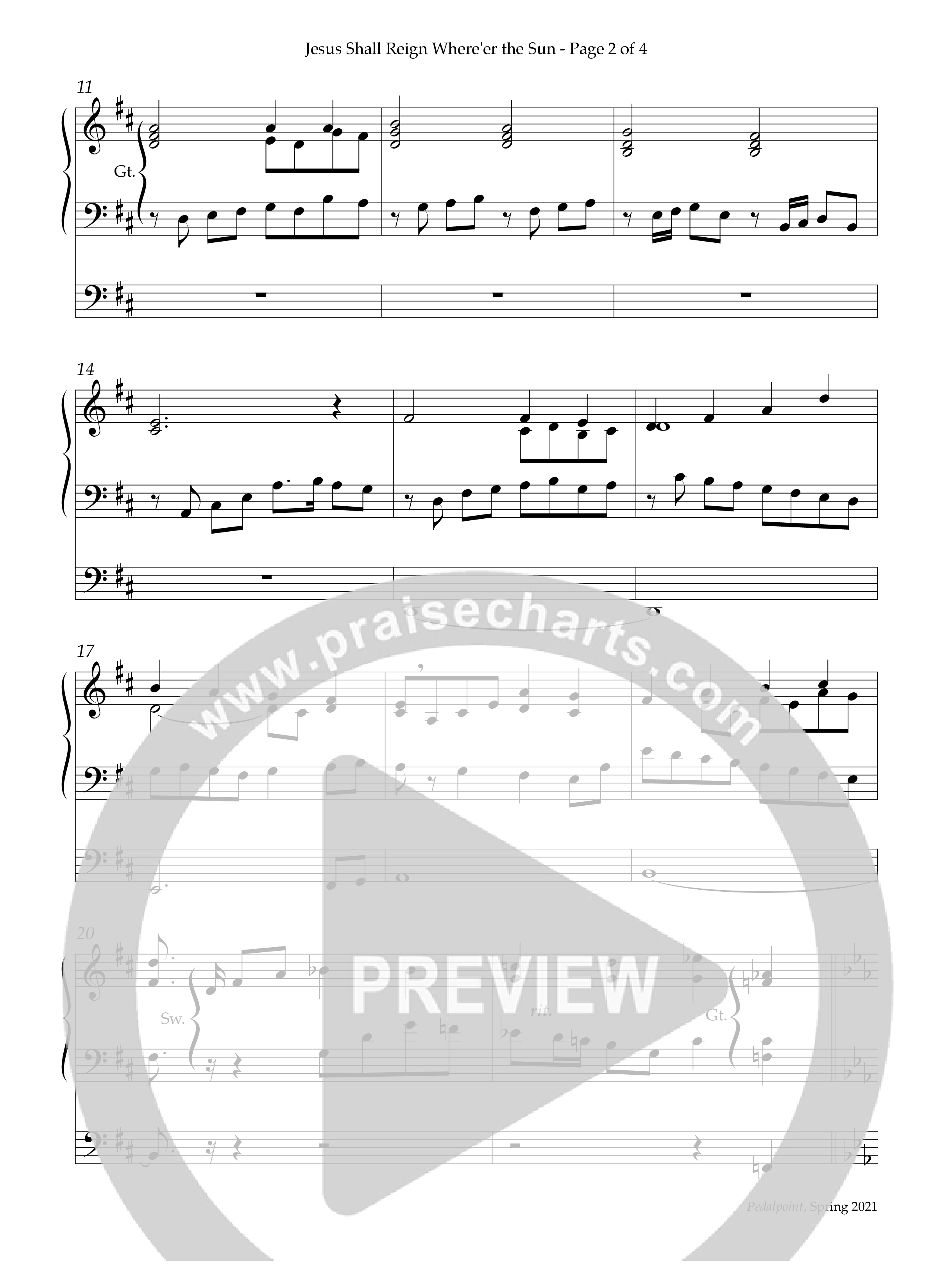 Jesus Shall Reign (Instrumental) Organ (Lifeway Worship / Arr. Alice Jordan)