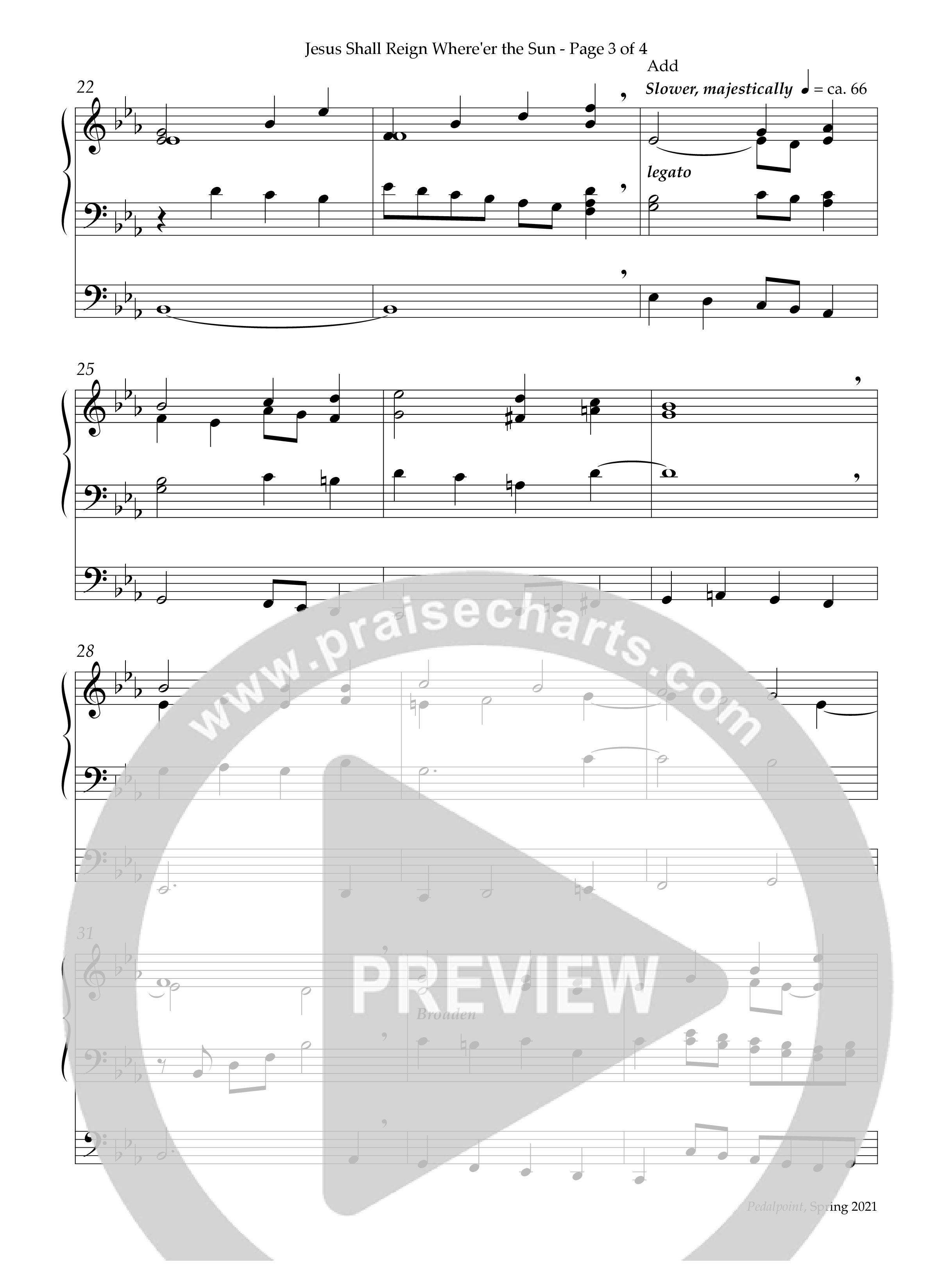 Jesus Shall Reign (Instrumental) Organ (Lifeway Worship / Arr. Alice Jordan)