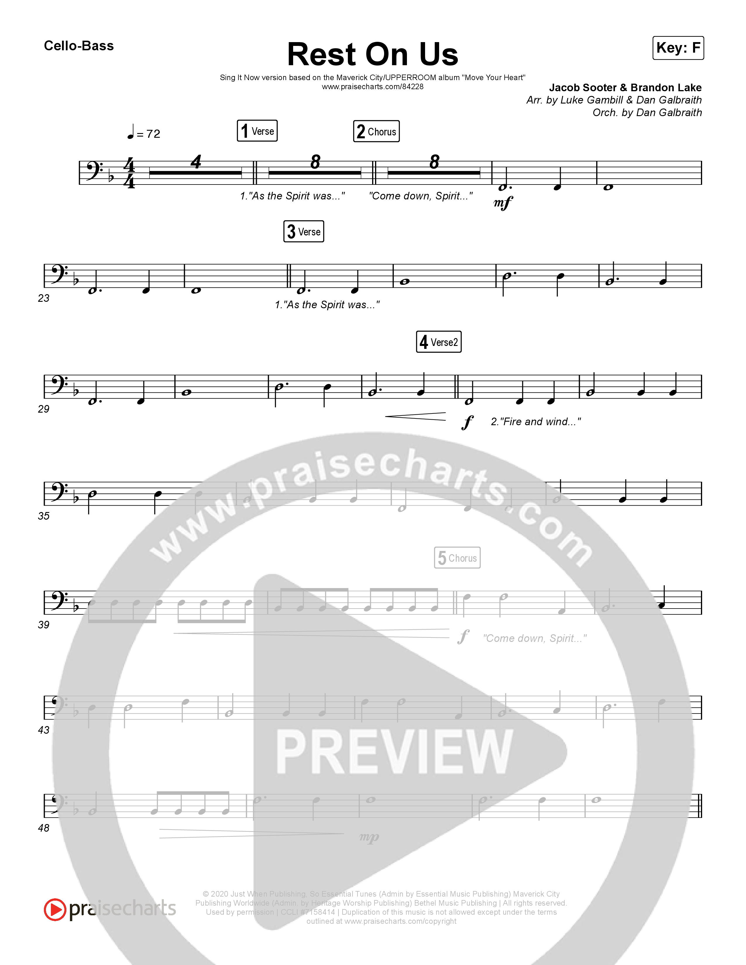 Rest On Us (Sing It Now) Cello/Bass (Maverick City Music / UPPERROOM / Brandon Lake / Eniola Abioye / Arr. Luke Gambill)