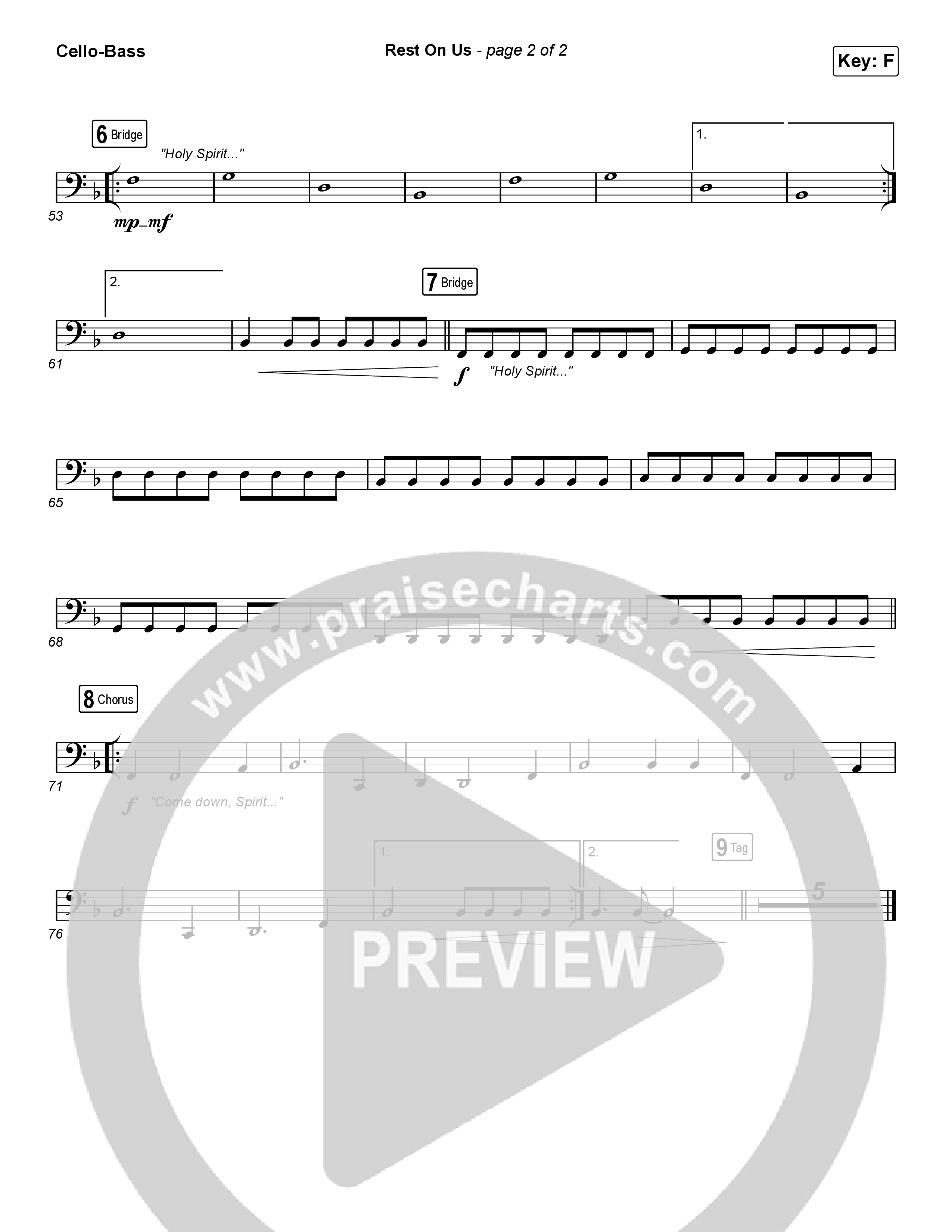 Rest On Us (Sing It Now) Cello/Bass (Maverick City Music / UPPERROOM / Brandon Lake / Eniola Abioye / Arr. Luke Gambill)