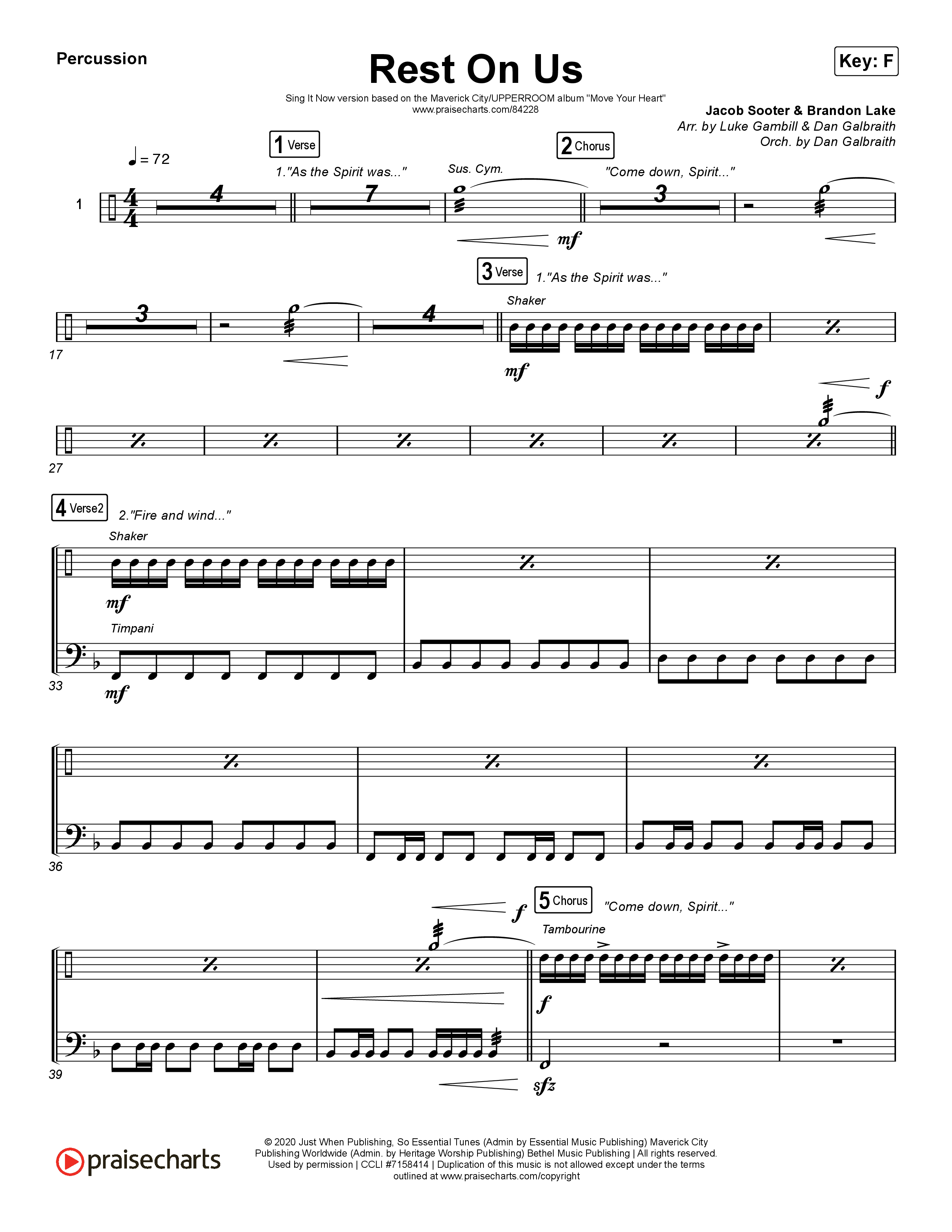 Rest On Us (Sing It Now) Percussion (Maverick City Music / UPPERROOM / Brandon Lake / Eniola Abioye / Arr. Luke Gambill)