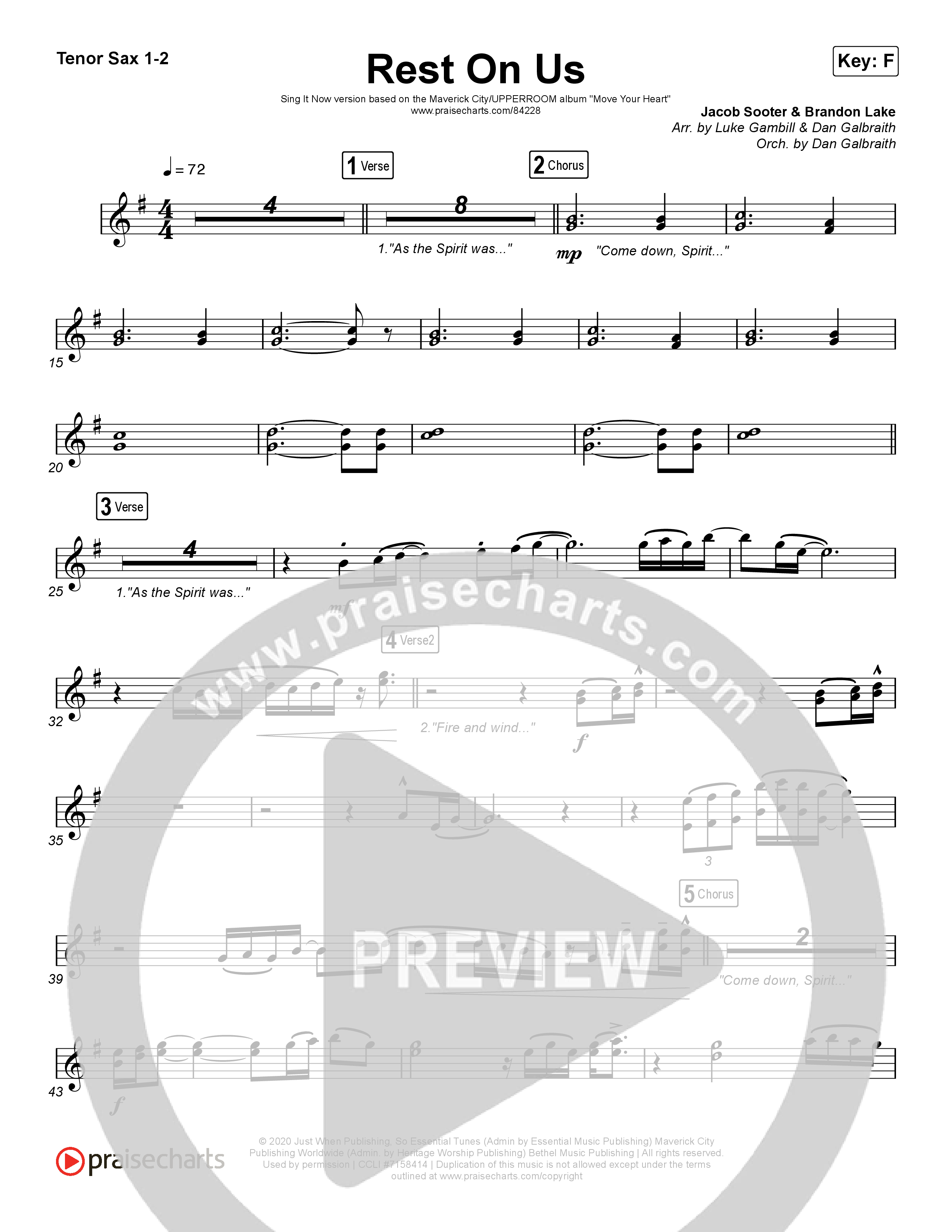 Rest On Us (Sing It Now) Sax Pack (Maverick City Music / UPPERROOM / Brandon Lake / Eniola Abioye / Arr. Luke Gambill)
