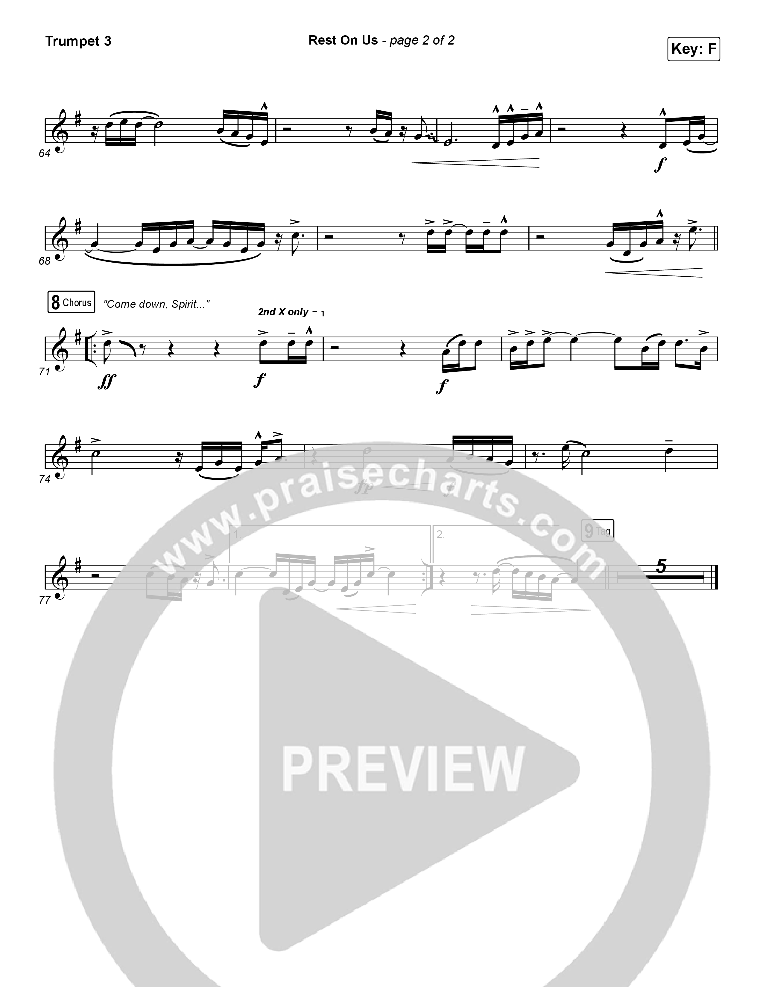 Rest On Us (Sing It Now) Trumpet 3 (Maverick City Music / UPPERROOM / Brandon Lake / Eniola Abioye / Arr. Luke Gambill)