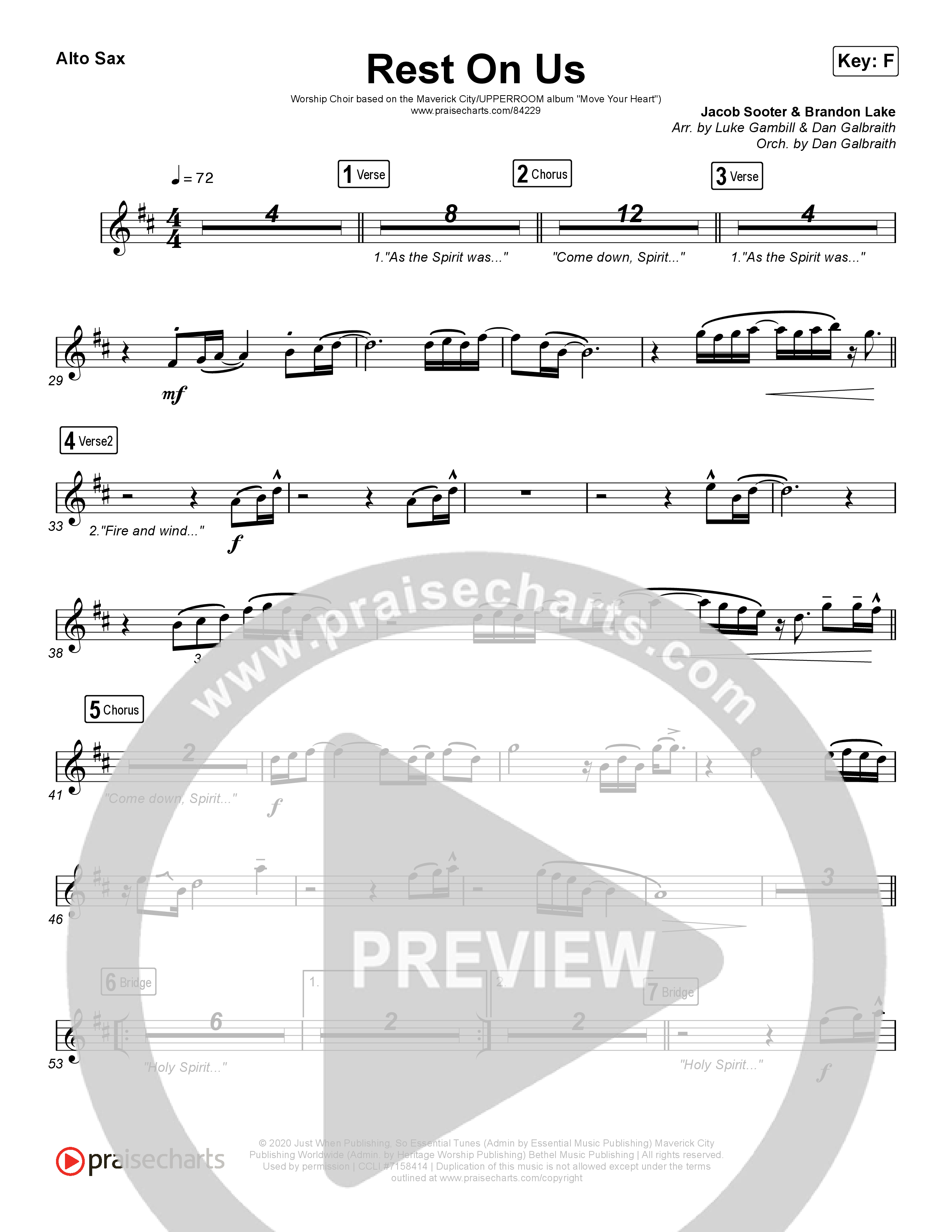 Rest On Us (Worship Choir/SAB) Alto Sax (Maverick City Music / UPPERROOM / Brandon Lake / Eniola Abioye / Arr. Luke Gambill)