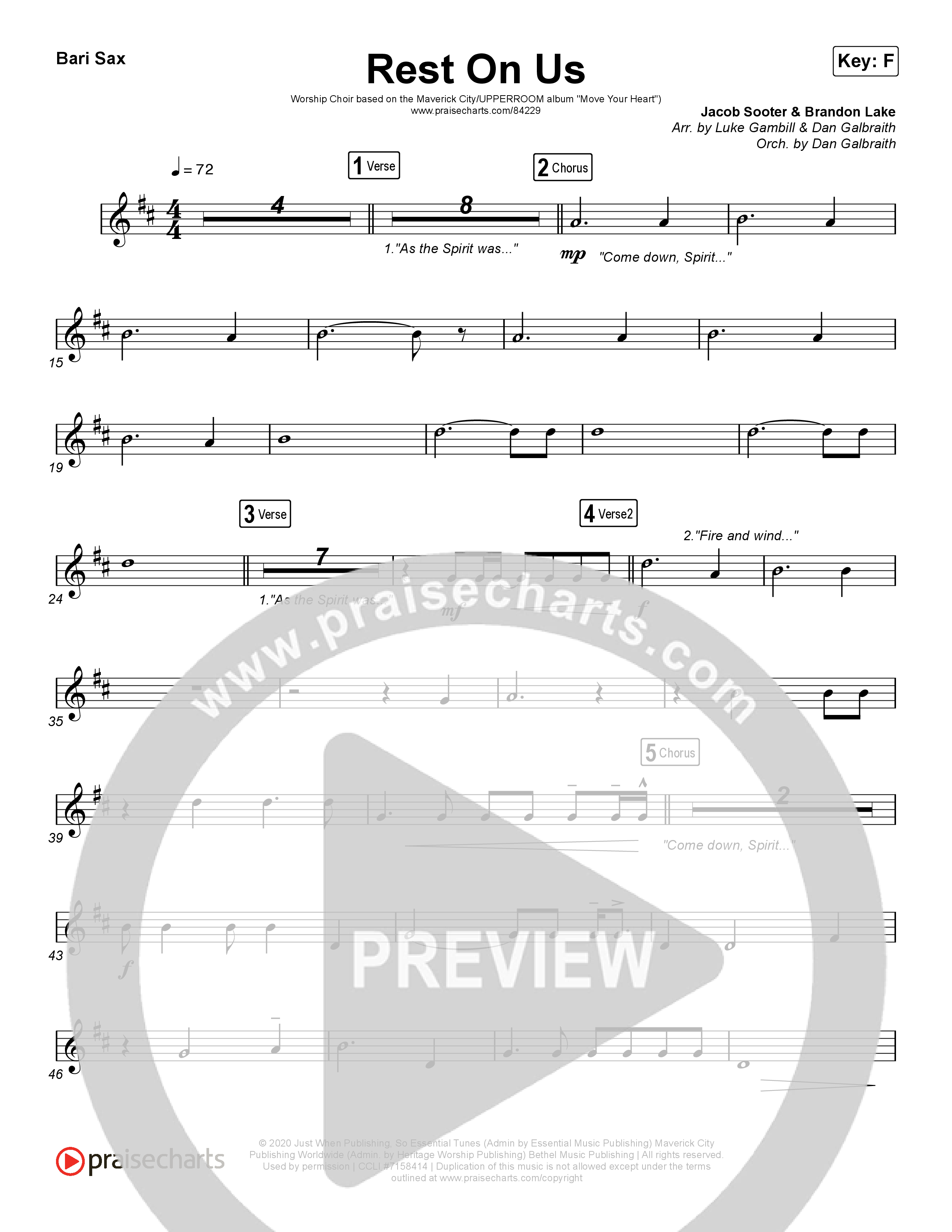 Rest On Us (Worship Choir/SAB) Bari Sax (Maverick City Music / UPPERROOM / Brandon Lake / Eniola Abioye / Arr. Luke Gambill)