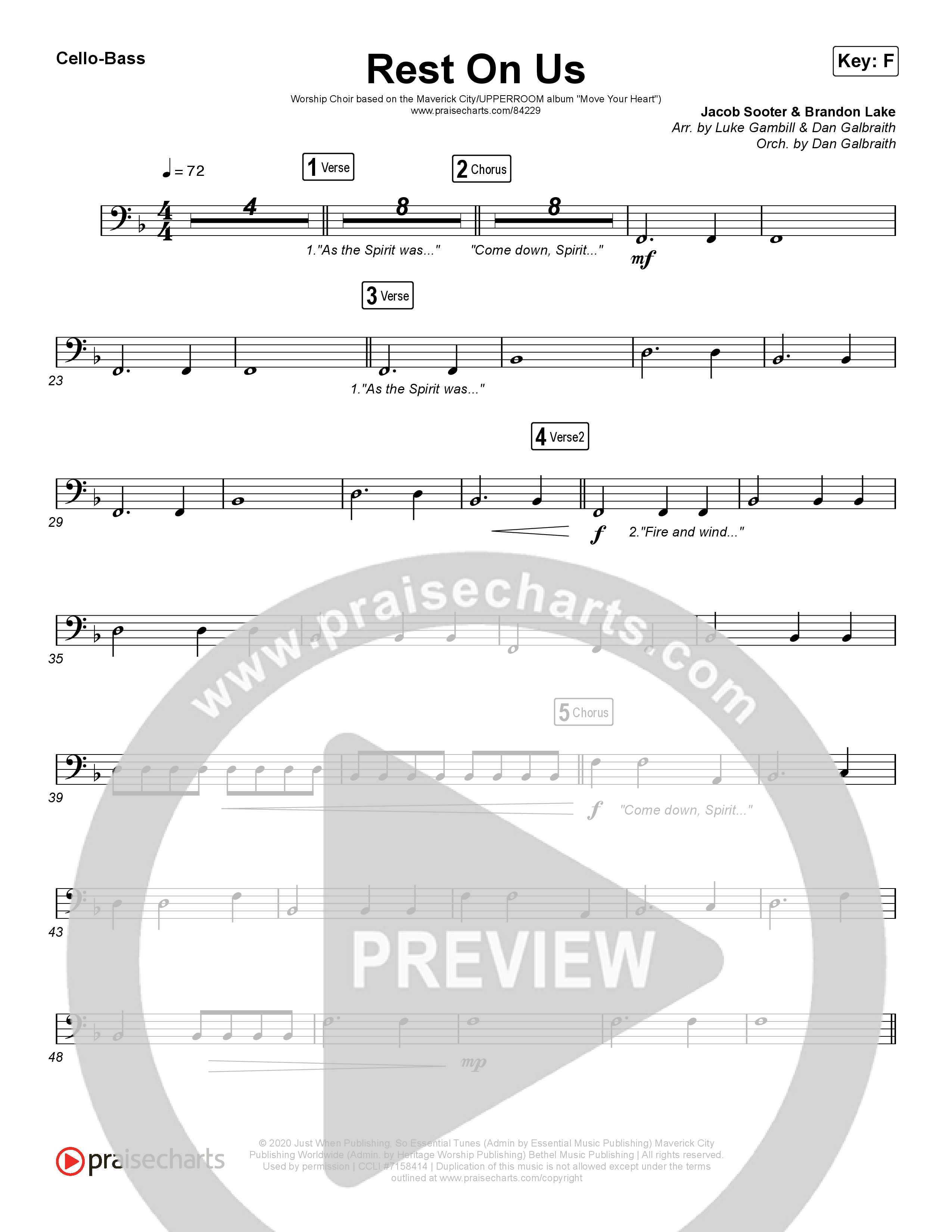 Rest On Us (Worship Choir/SAB) Cello/Bass (Maverick City Music / UPPERROOM / Brandon Lake / Eniola Abioye / Arr. Luke Gambill)